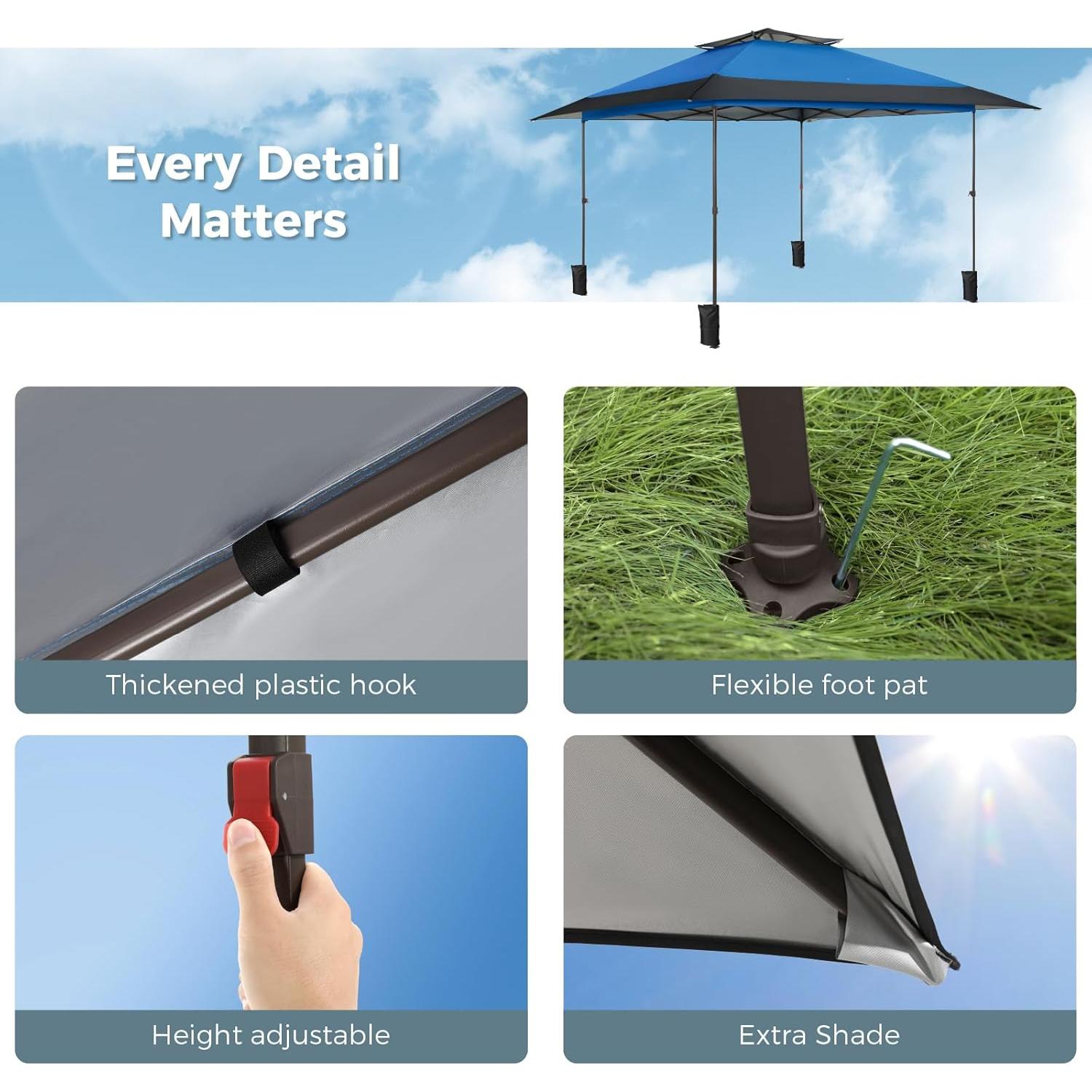 Tienda Pop-Up 3.96x3.96m GREEN PARTY Azul, Impermeable y UV