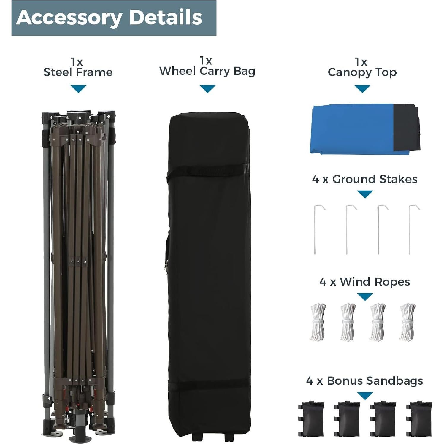 Tienda Pop-Up 3.96x3.96m GREEN PARTY Azul, Impermeable y UV