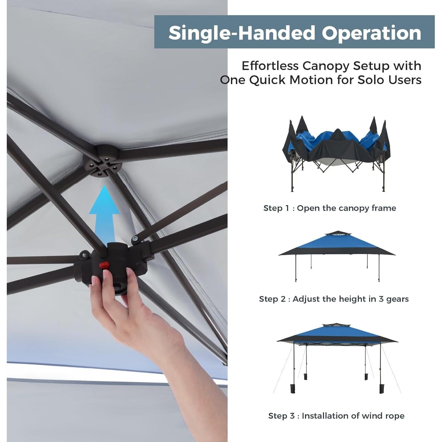 Tienda Pop-Up 3.96x3.96m GREEN PARTY Azul, Impermeable y UV