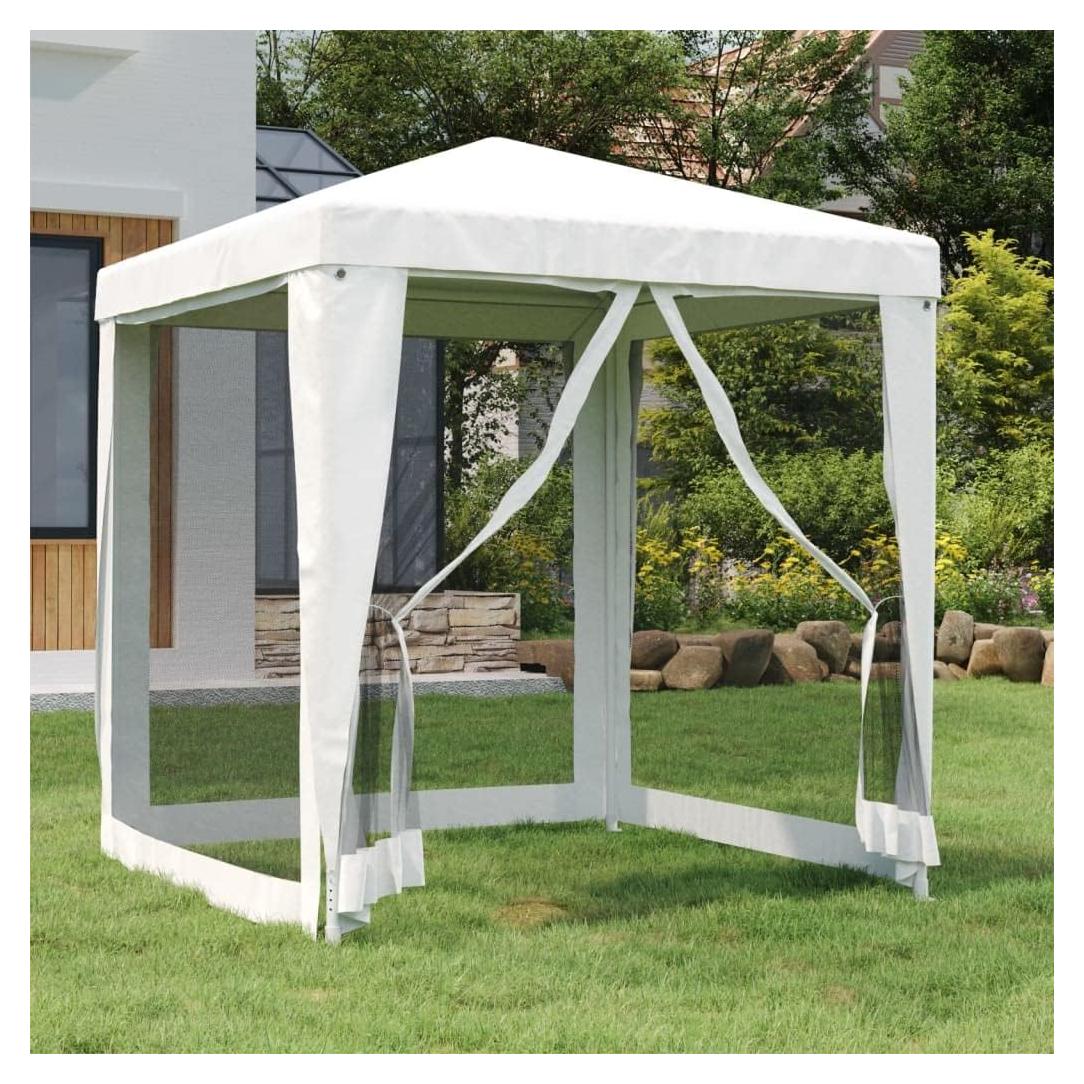 Party Tent with 4 Mesh Sidewalls 6.6'x6.6' White,Spacious Pop Up Gazebo with Mesh Walls for Outdoor Events and Parties Outdoor Structures, Outdoor Canopies, Gazebos