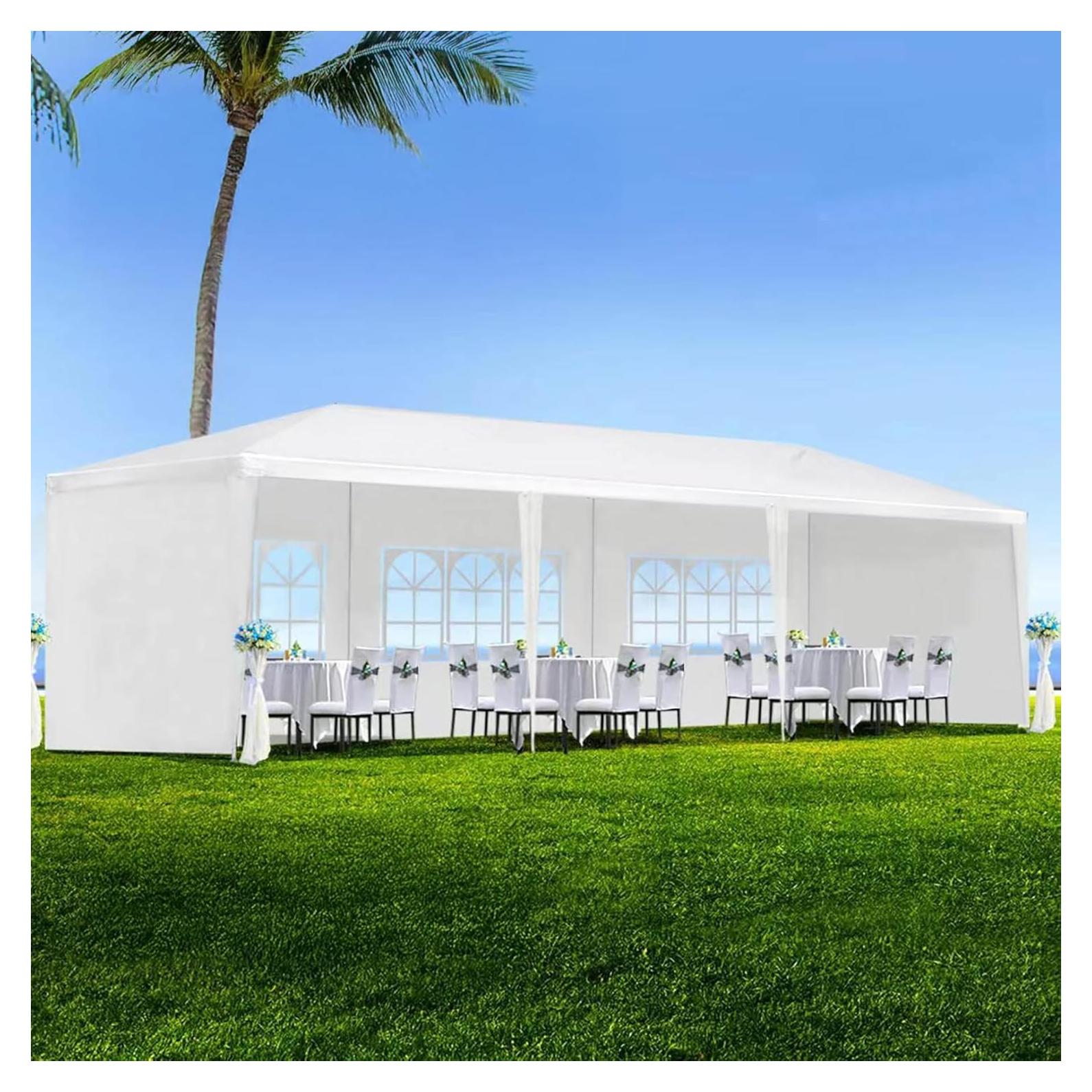 10x20 FT Party Tent with Canopy - Heavy Duty Tents for Parties - Waterproof Outdoor Event Tent for Weddings, Parties, and Parking, Includes 6 Removable Sidewalls, White (10X30' 8 Sides)