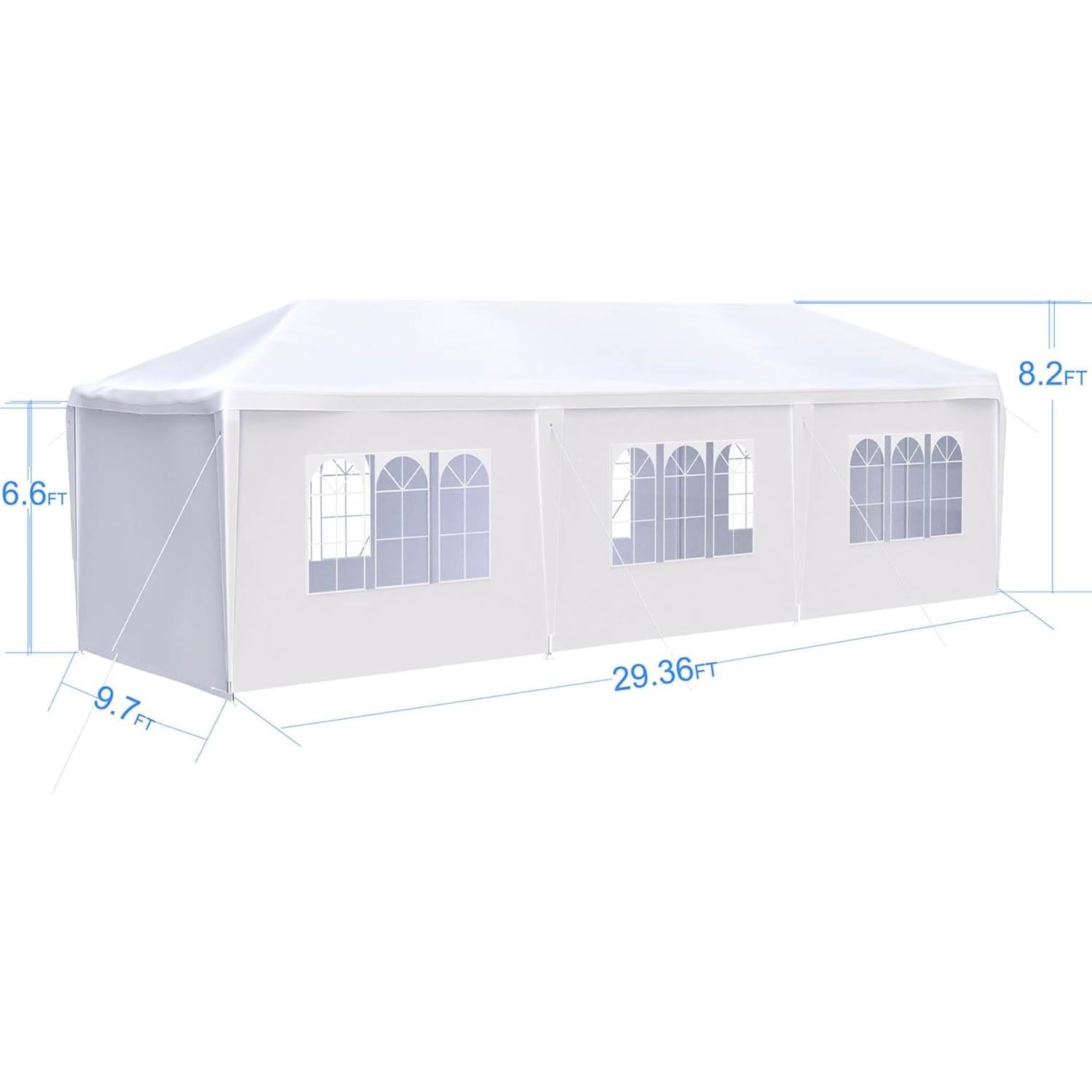 10x20 FT Party Tent with Canopy - Heavy Duty Tents for Parties - Waterproof Outdoor Event Tent for Weddings, Parties, and Parking, Includes 6 Removable Sidewalls, White (10X30' 8 Sides)
