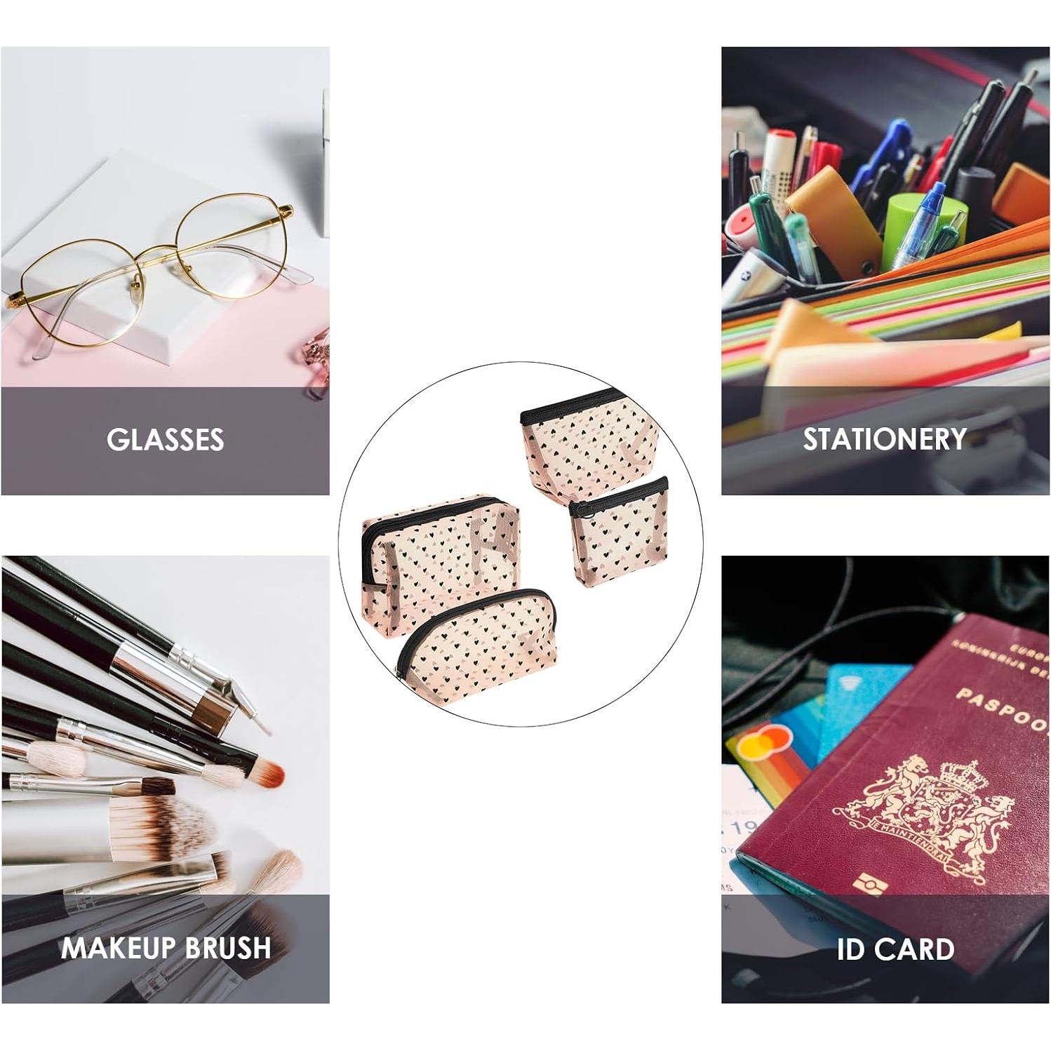 4 Bolsas Cosméticas de Malla Adorila Beige para Viaje