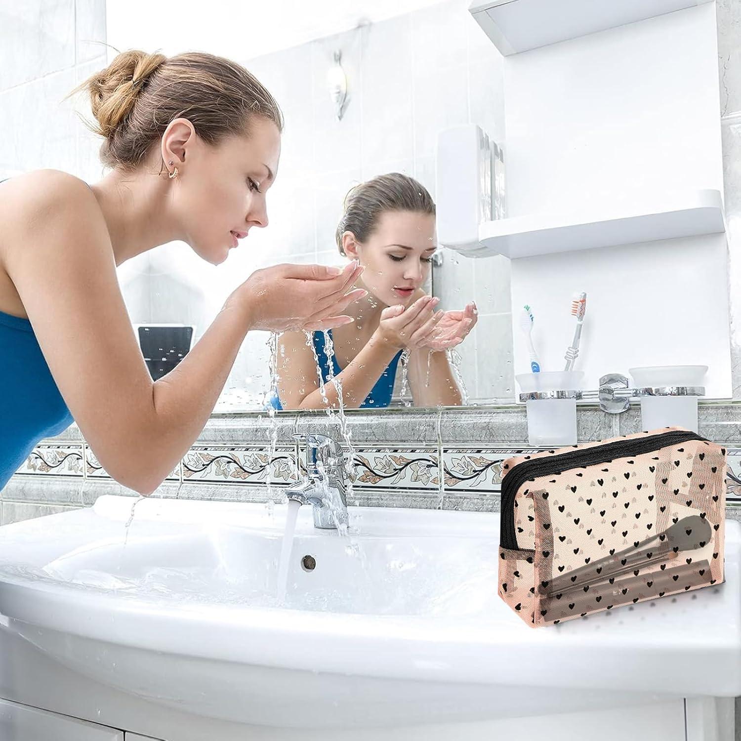 4 Bolsas Cosméticas de Malla Adorila Beige para Viaje