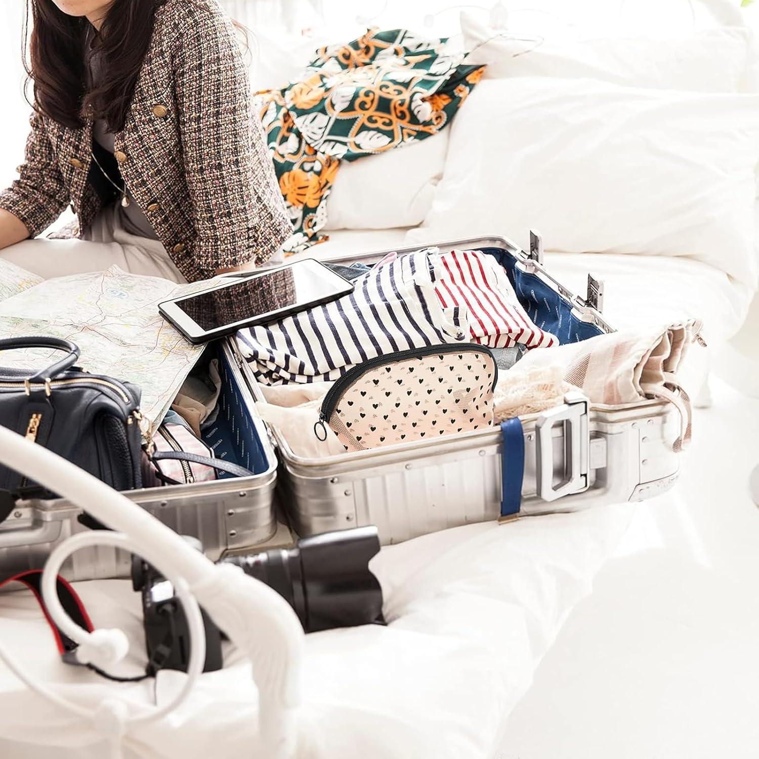 4 Bolsas Cosméticas de Malla Adorila Beige para Viaje