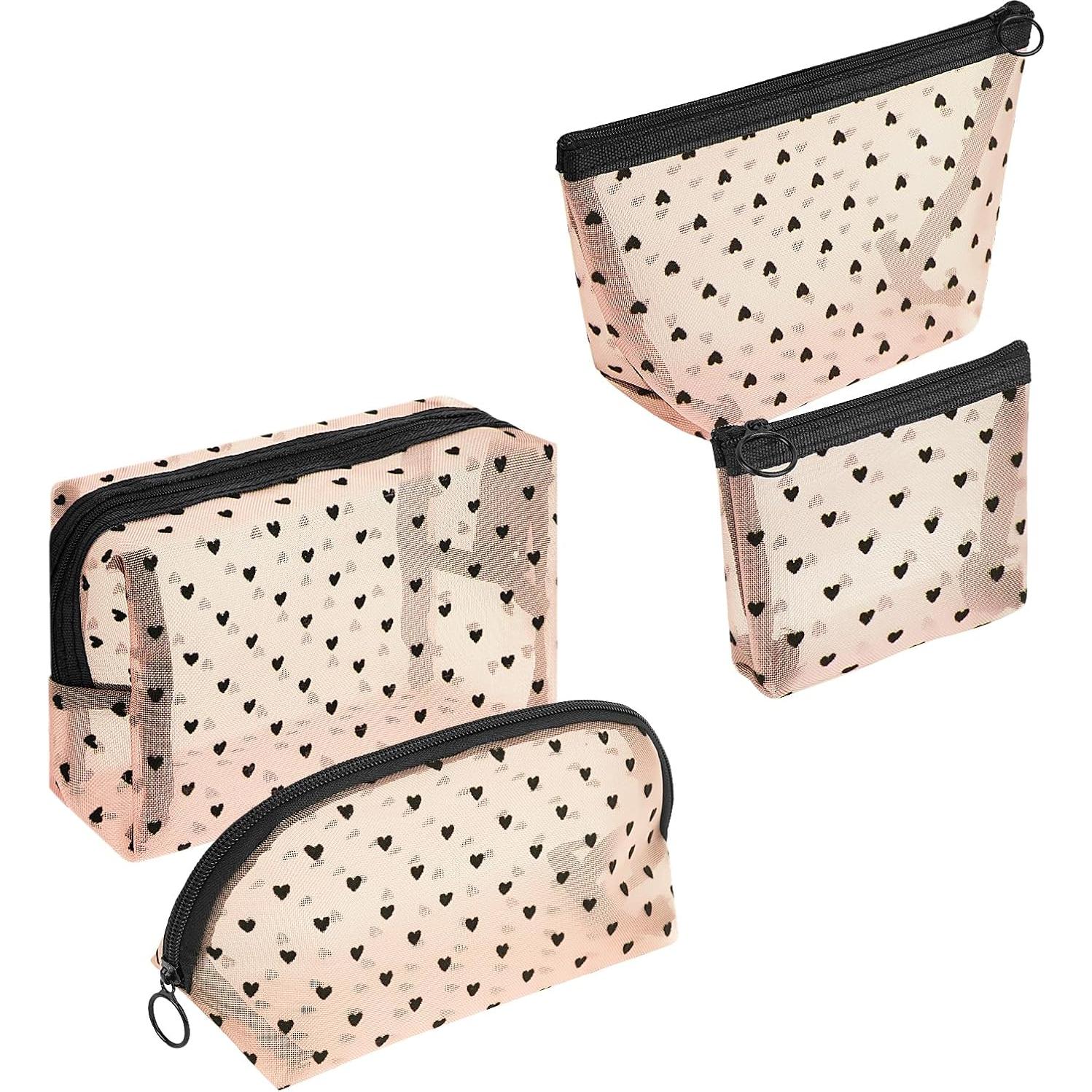 4 Bolsas Cosméticas de Malla Adorila Beige para Viaje