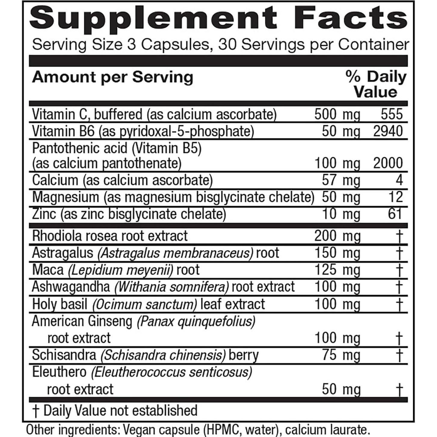 Vitanica Asistente Adrenal Vegano 90 Cápsulas Soporte Estrés