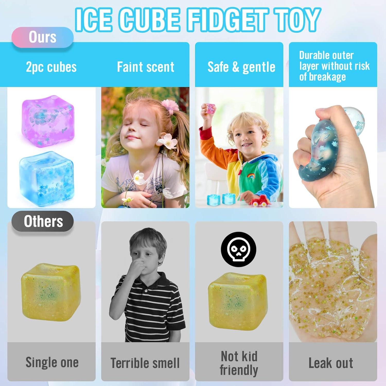 Juguete Antiestrés Gretex - Set de 2 Cubos Suaves Azul y Púrpura