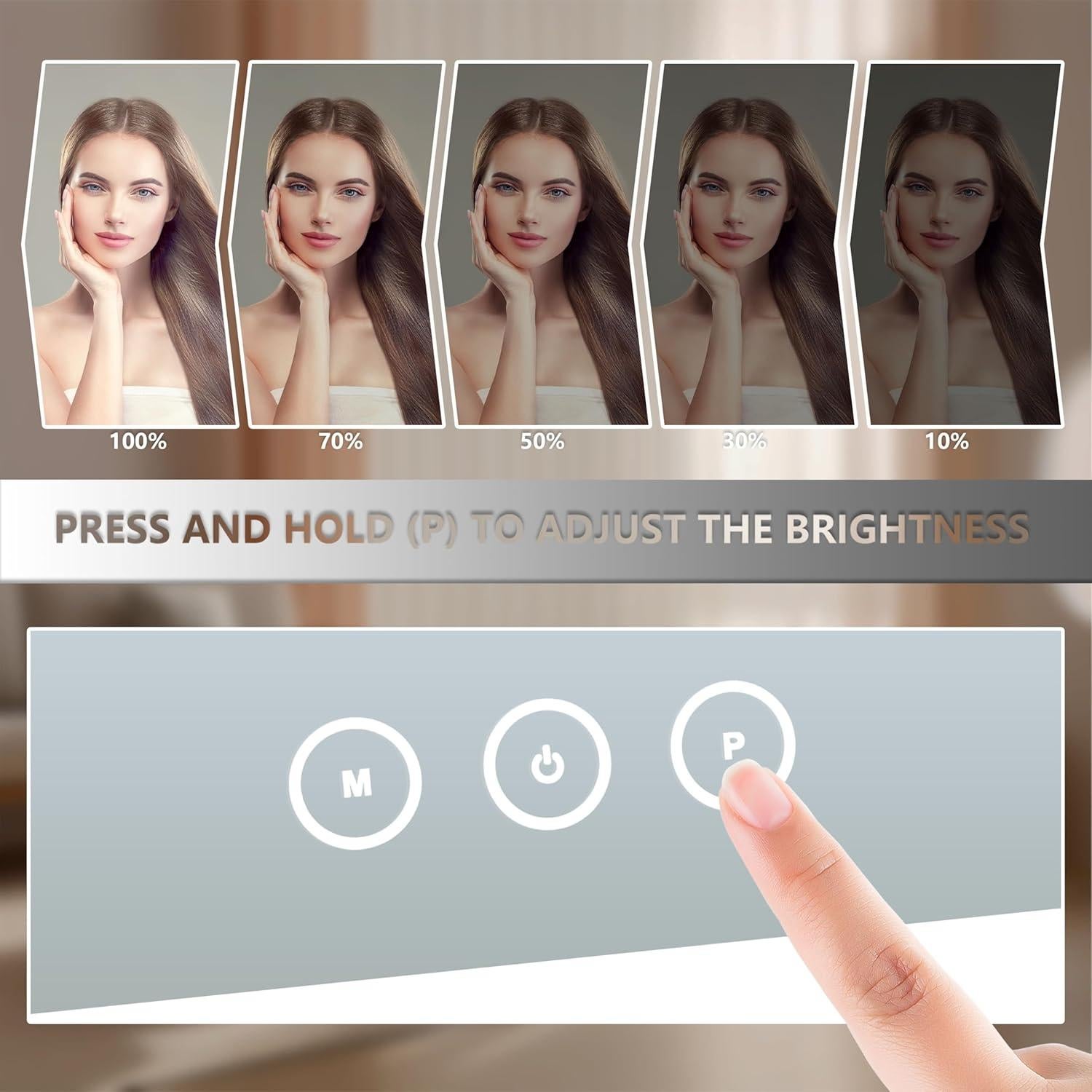 Espejo de Tocador Acoolda con Luces 3 Modos y Aumento 10X