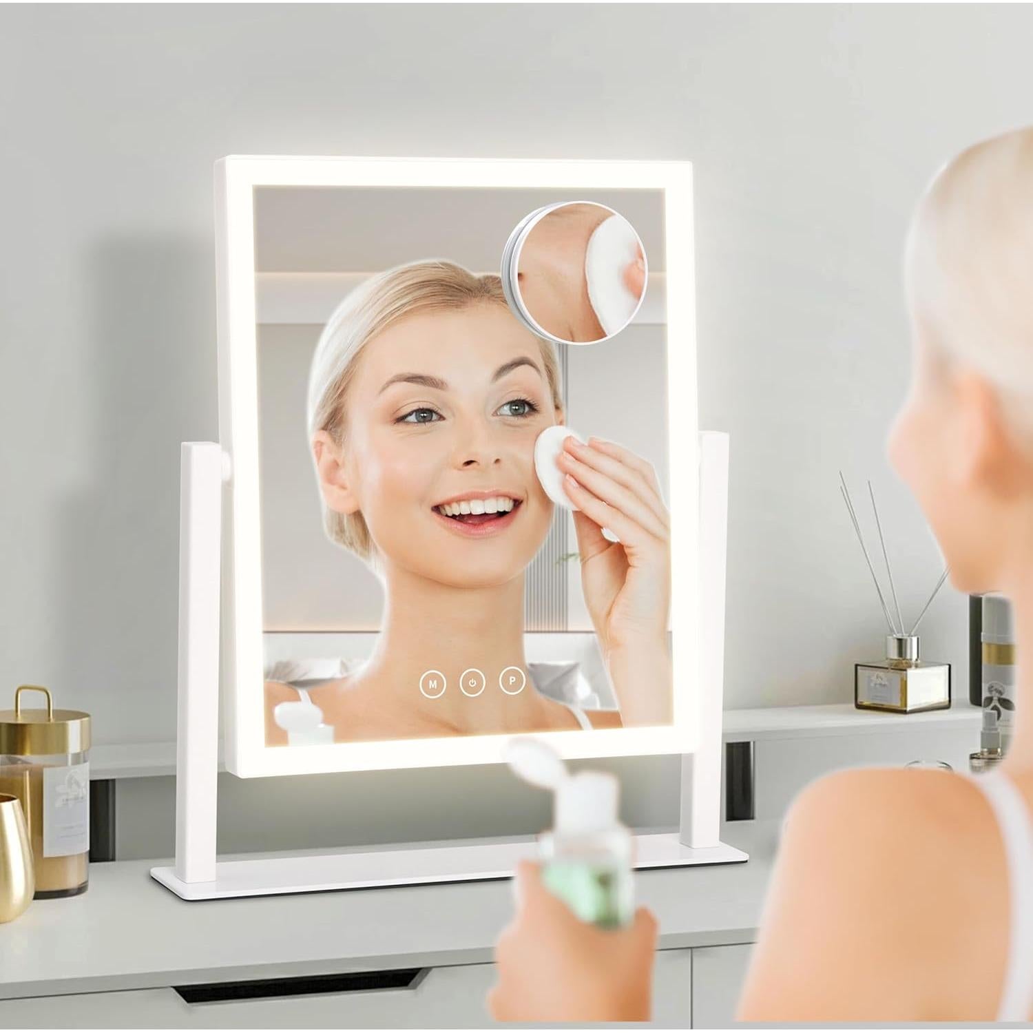 Espejo de Tocador Acoolda con Luces 3 Modos y Aumento 10X