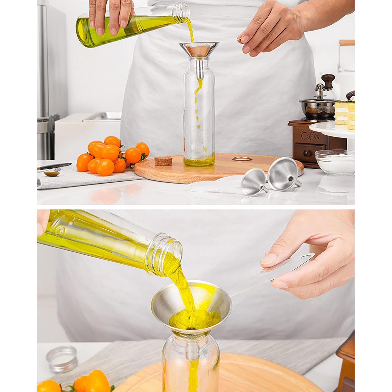 Embudo de Acero Inoxidable YIKANGHENG 3 Piezas con Mango