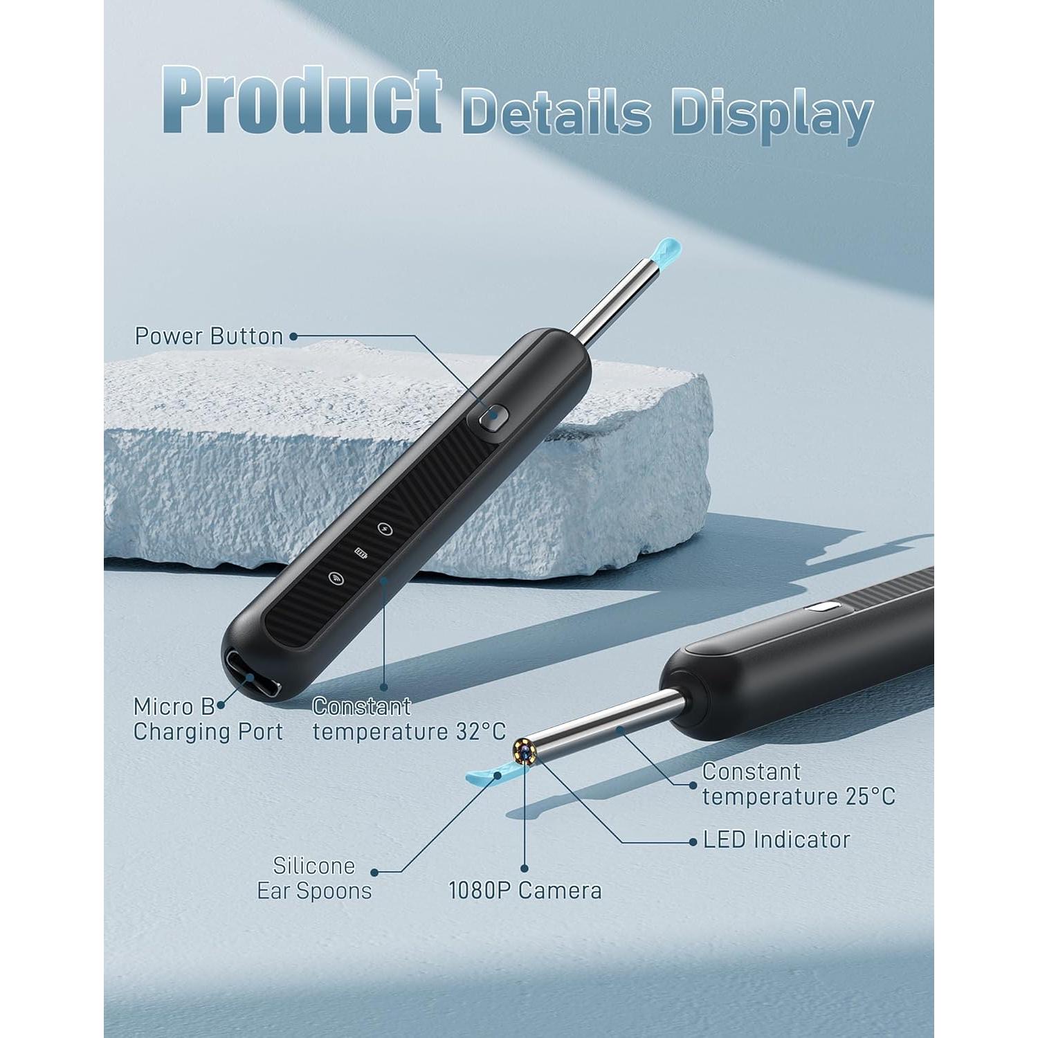 Herramienta de Eliminación de Cerumen Loyker con Cámara 1080P