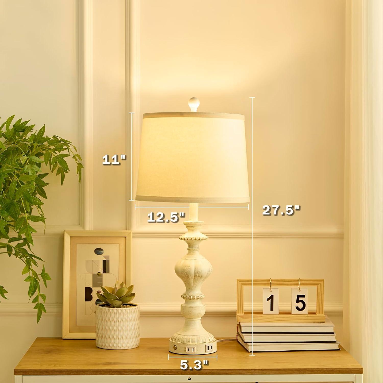 Juego de 2 Lámparas de Mesa Táctiles Regulables USB Blanco Dorado