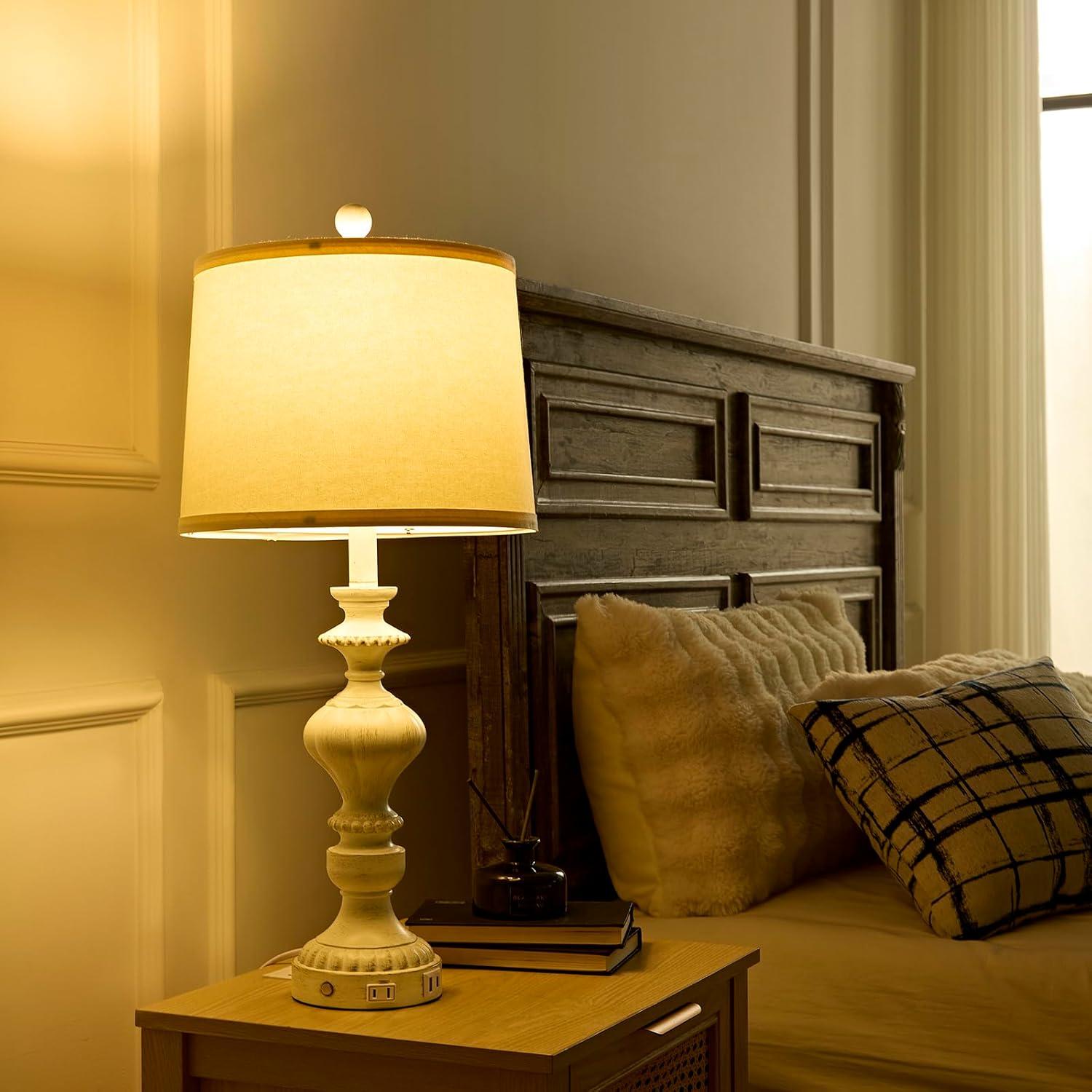 Juego de 2 Lámparas de Mesa Táctiles Regulables USB Blanco Dorado