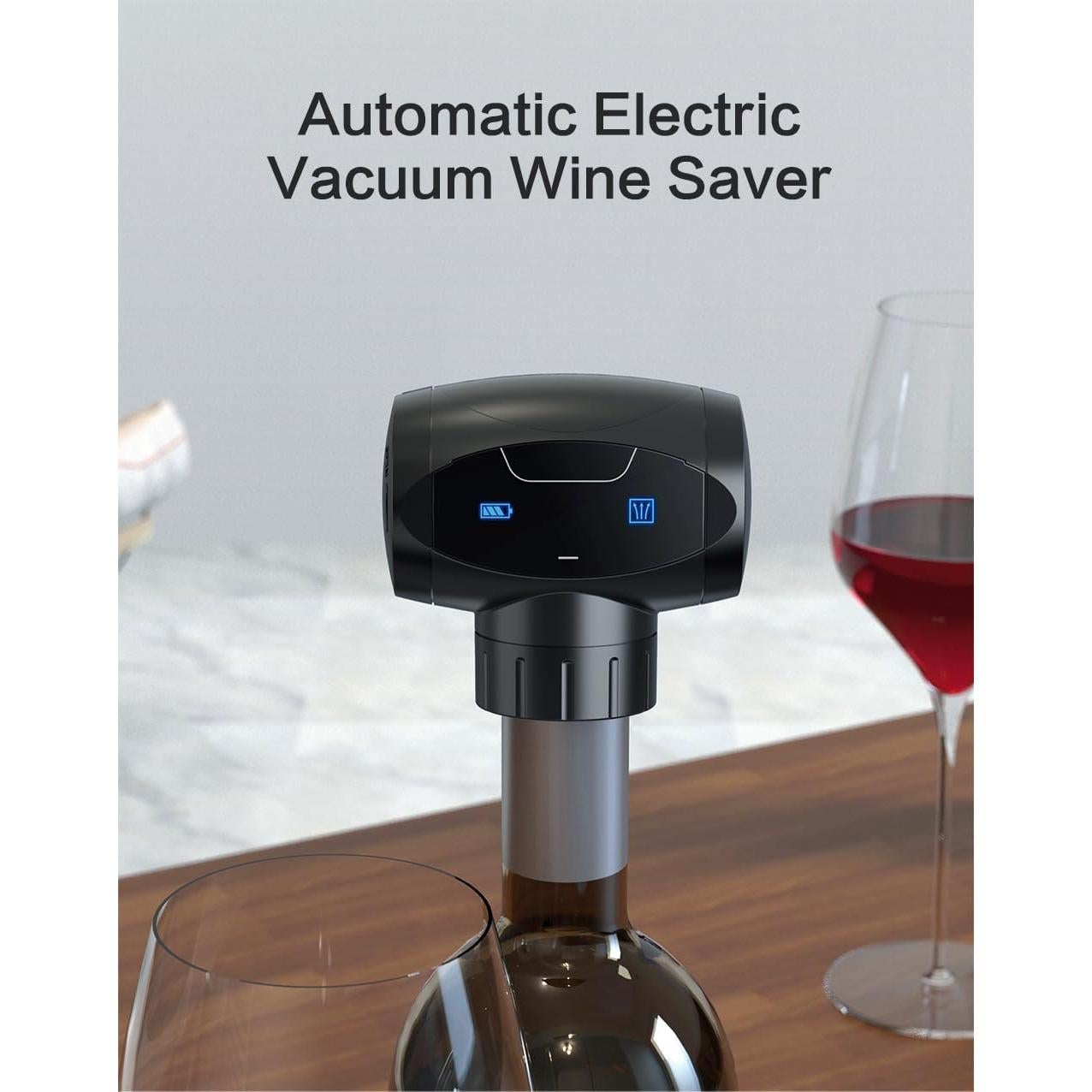 Tapón de Vino Eléctrico Kavydens con Bomba de Vacío Automática