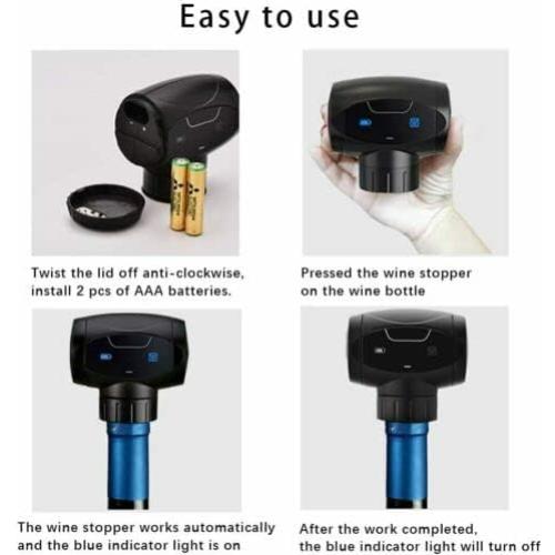 Tapón de Vino Eléctrico Kavydens con Bomba de Vacío Automática