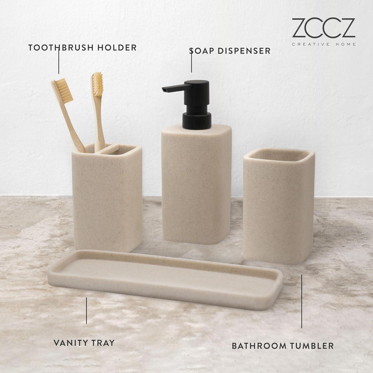 Juego de Accesorios de Baño Beige ZCCZ 4 Piezas Poliresina