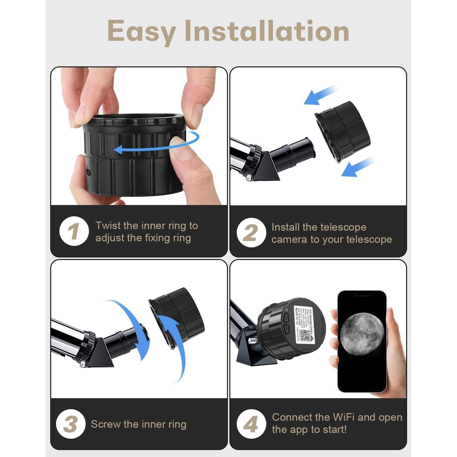 Cámara de Ocular WiFi dgtenk EP907 4MP para Telescopios