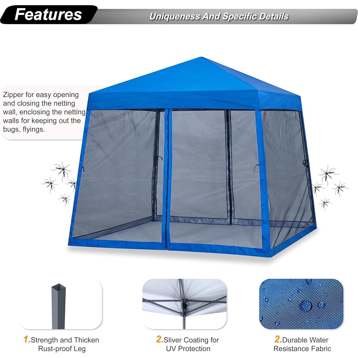 Carpa Plegable ABCCANOPY 2.44x2.44m Azul Real con Malla