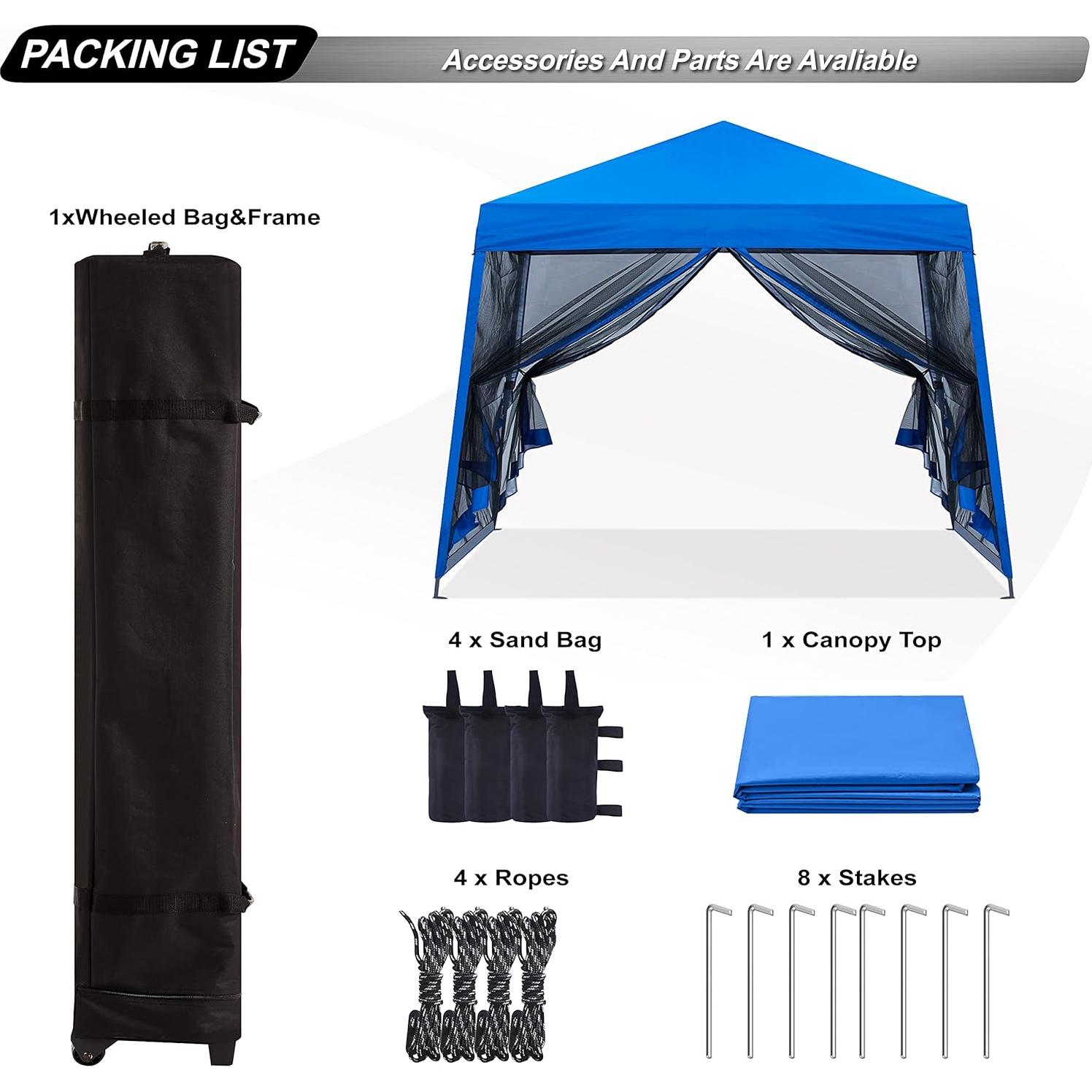 Carpa Plegable ABCCANOPY 2.44x2.44m Azul Real con Malla