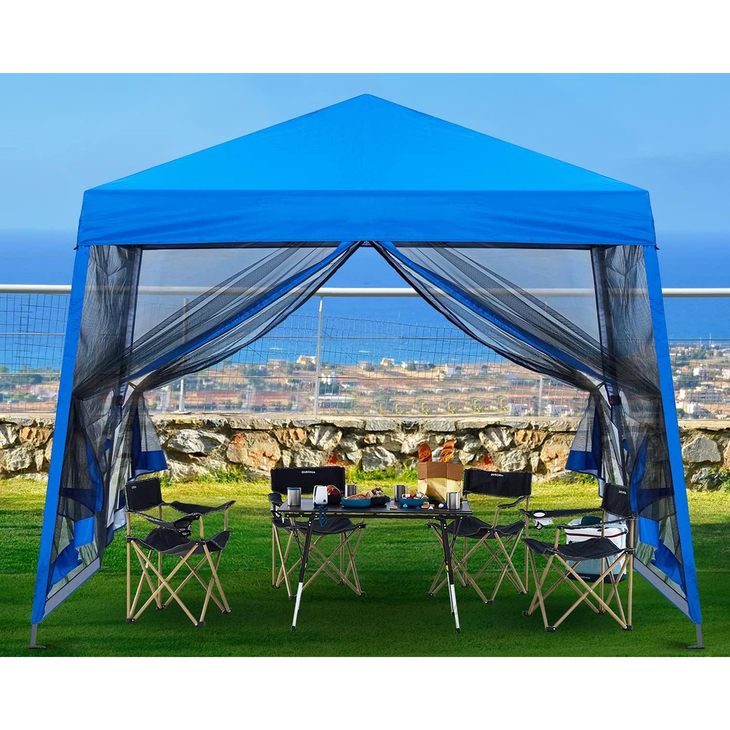 Carpa Plegable ABCCANOPY 2.44x2.44m Azul Real con Malla