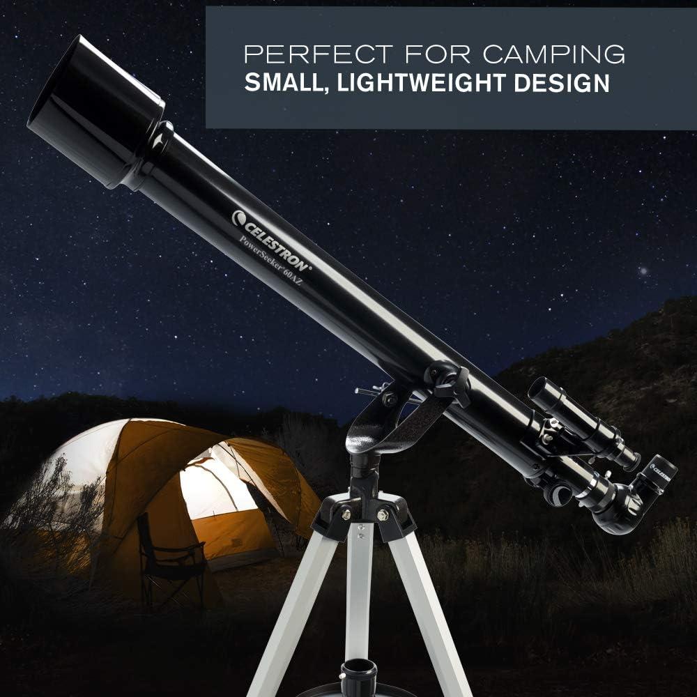 Celestron - PowerSeeker 60AZ Telescope - Manual Alt-Azimuth Telescope for Beginners - Compact and Portable - Bonus Astronomy Software Package - 60mm Aperture