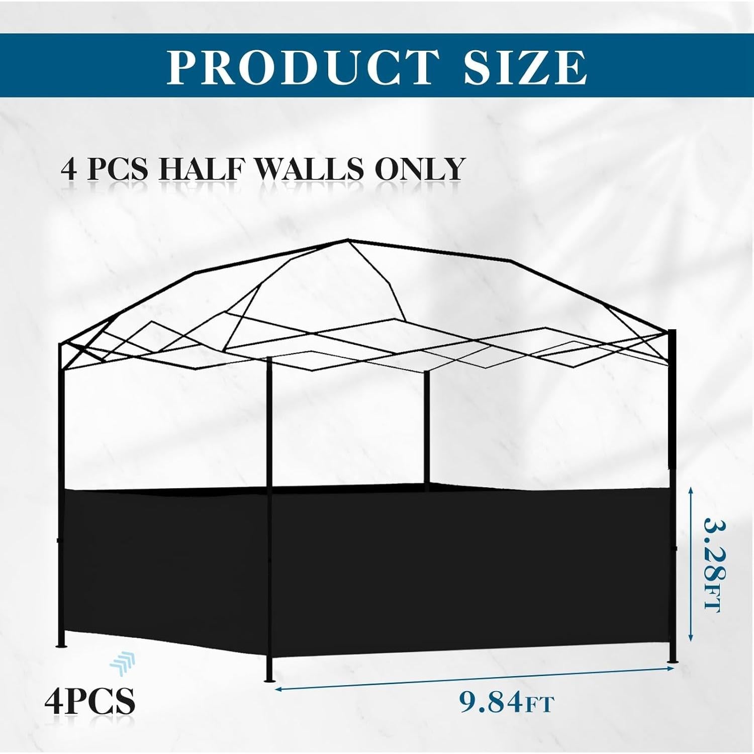 4 Paredes Laterales de Carpa Vincreem 2.96x0.95m Impermeables