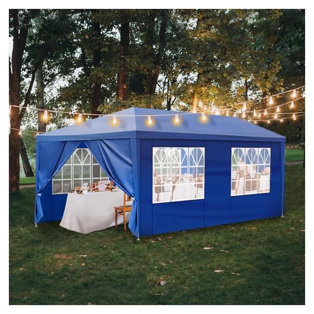 Carpa de Fiesta Azul 3x6m Impermeable con Paredes Removibles