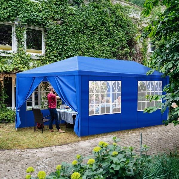 Carpa de Fiesta Azul 3x6m Impermeable con Paredes Removibles