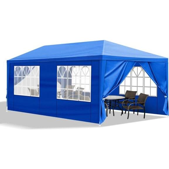 Carpa de Fiesta Azul 3x6m Impermeable con Paredes Removibles