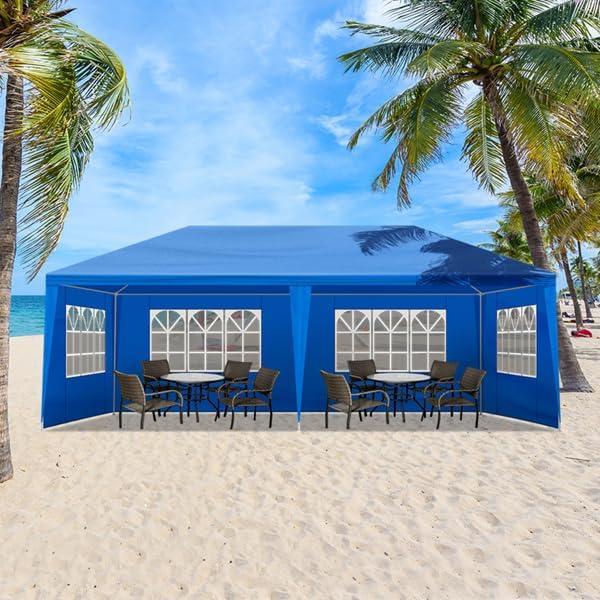 Carpa de Fiesta Azul 3x6m Impermeable con Paredes Removibles