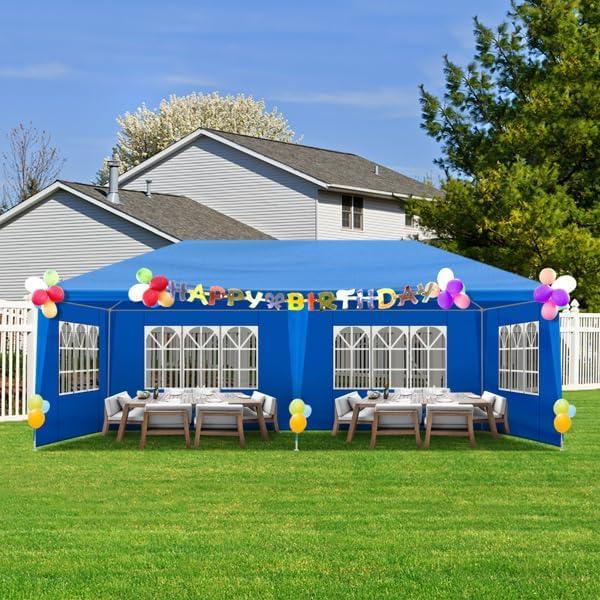 Carpa de Fiesta Azul 3x6m Impermeable con Paredes Removibles