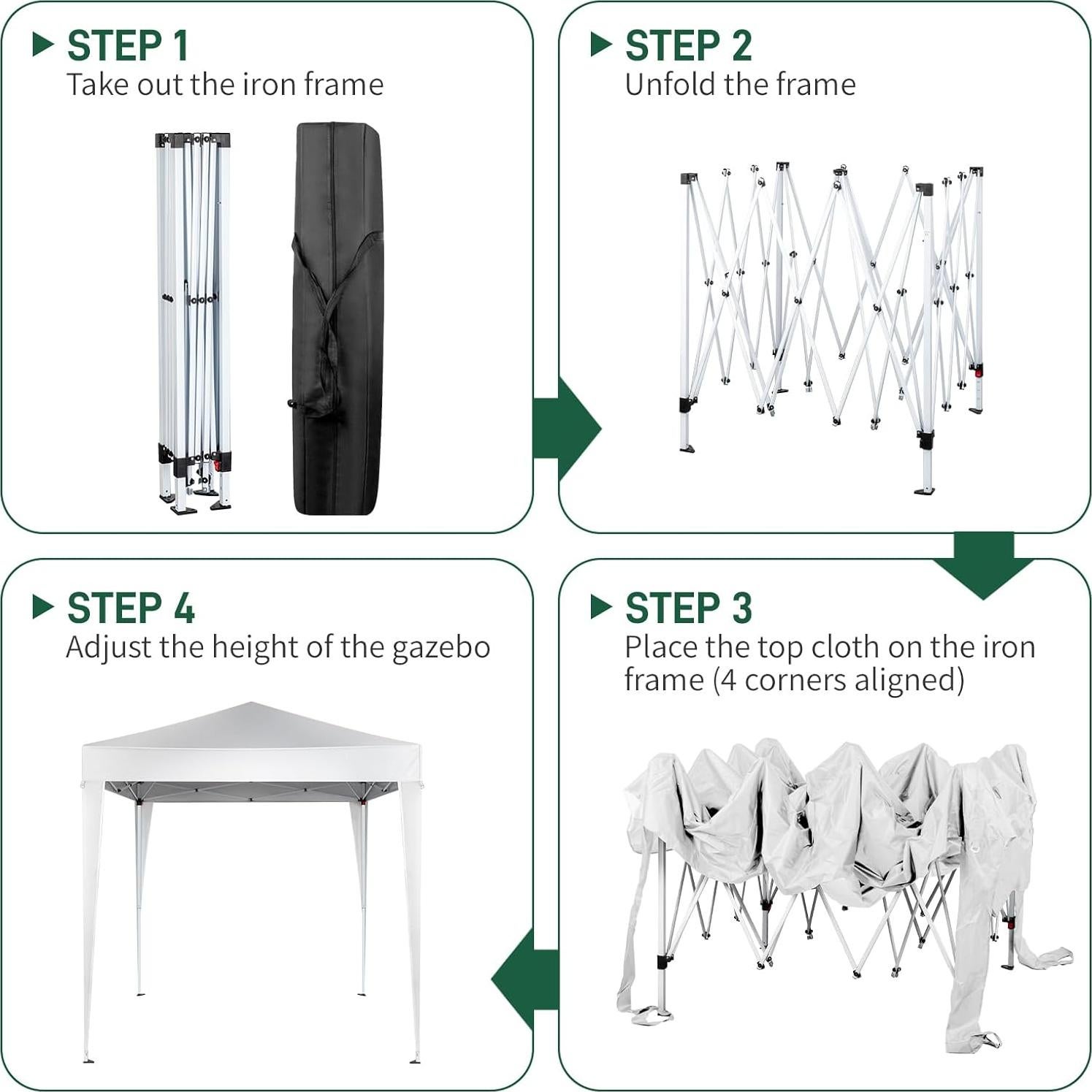 Toldo portátil Thxjuhio 2x2m resistente UV y agua - Blanco