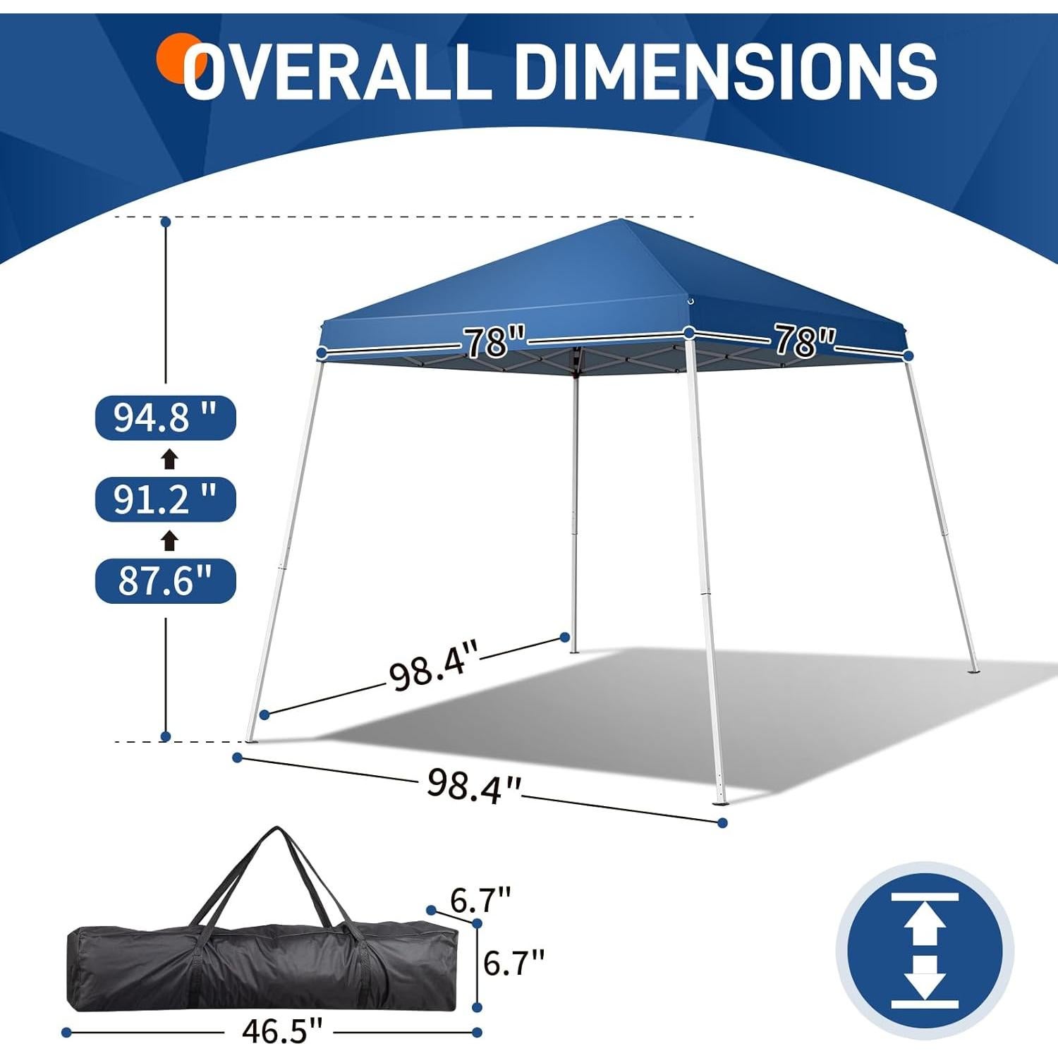 Carpa Plegable Impermeable JHengShop 2.4x2.4m Azul
