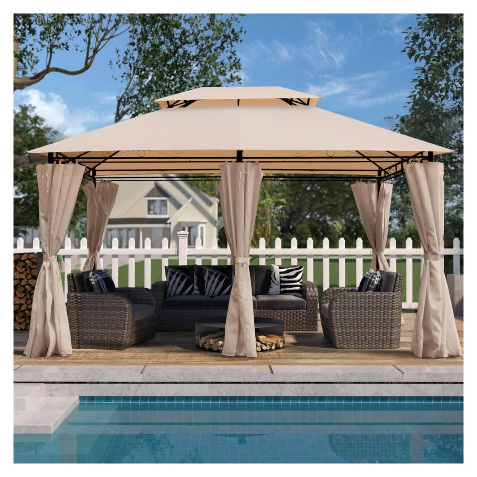 Toldo de Patio Wheloy 400x300 cm Doble Techo con Malla Antimosquitos