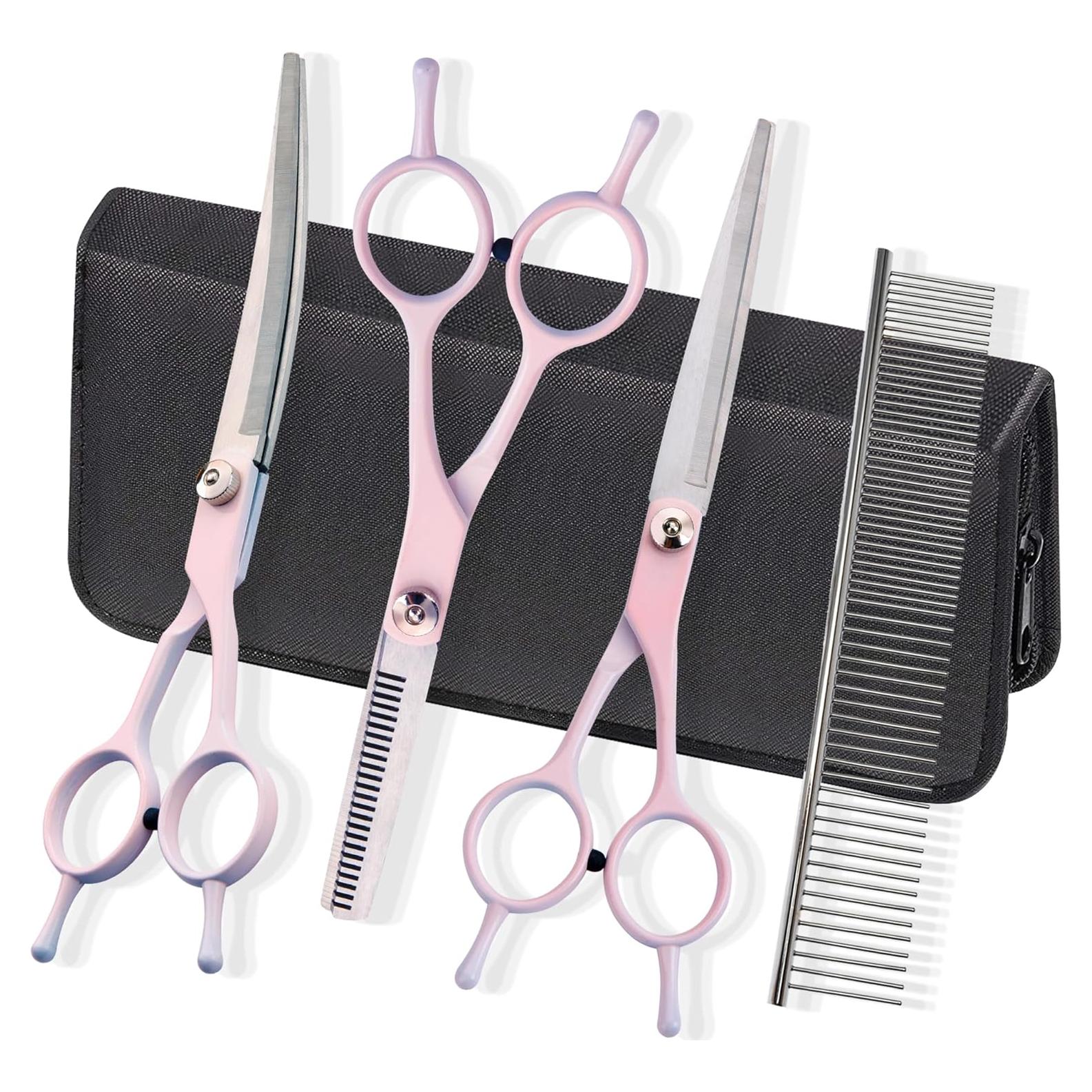 Kit de Tijeras para Aseo de Perros Fcysy 5 Piezas Rosa