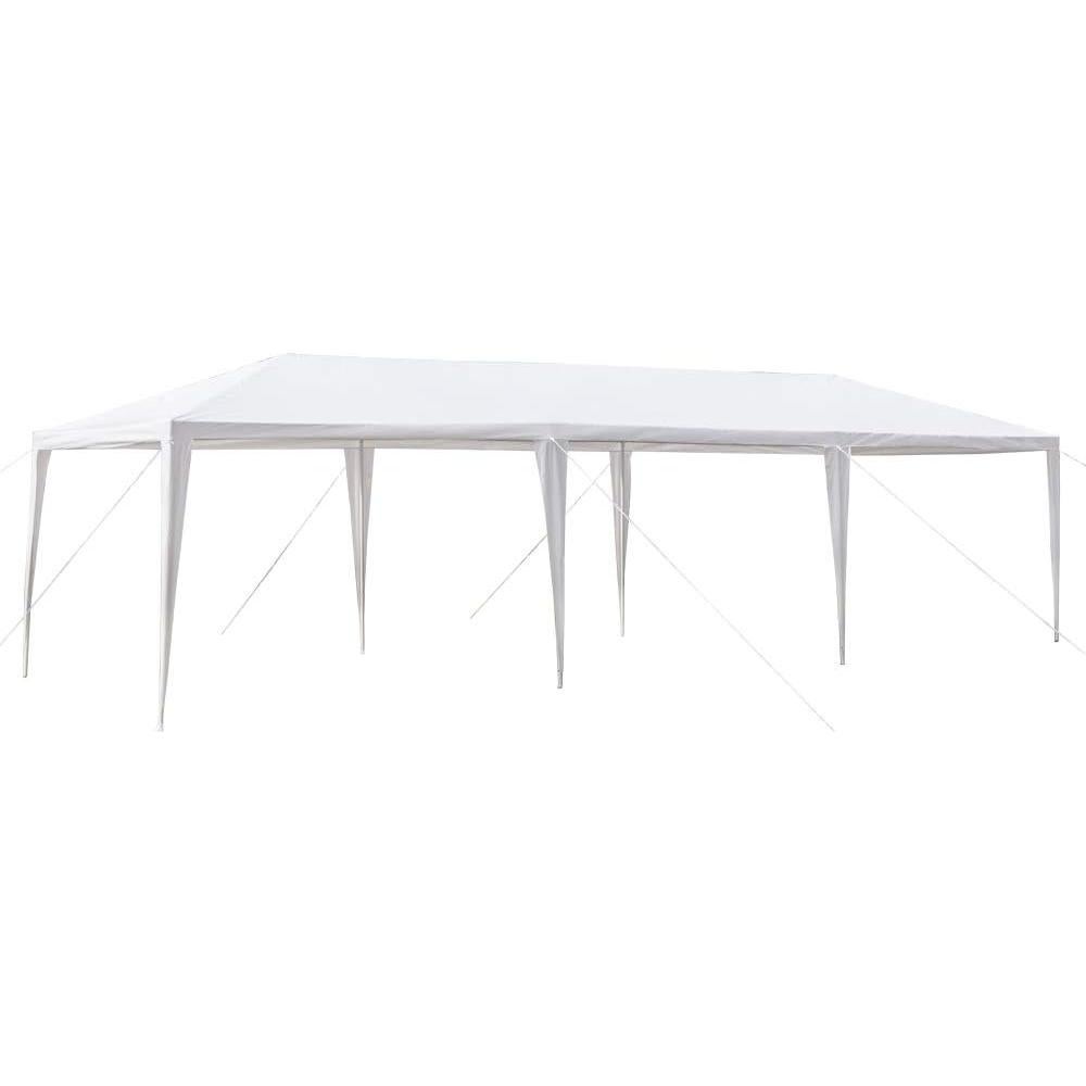 Outdoor Canopy Gazebo 30' x 10' x 8.5', Portable Sunshade with Adjustable Legs, White Canopy for Weddings, Events, and Backyard Gatherings