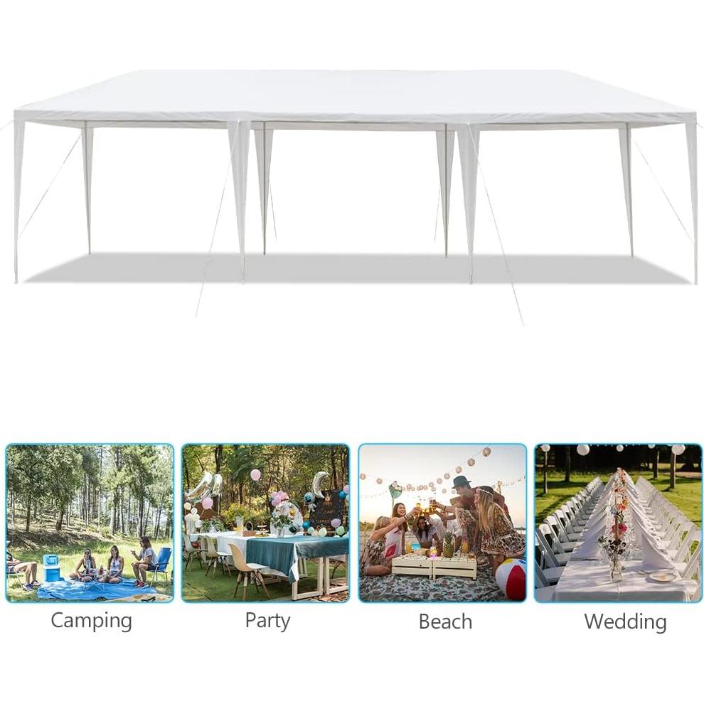 Outdoor Canopy Gazebo 30' x 10' x 8.5', Portable Sunshade with Adjustable Legs, White Canopy for Weddings, Events, and Backyard Gatherings