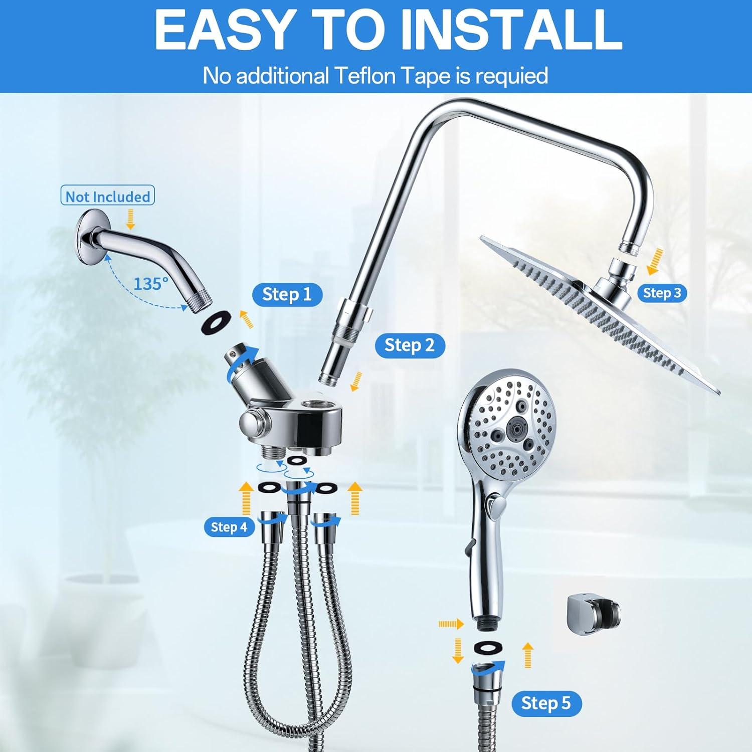 Cabezal de Ducha de Lluvia VXV 10" (25.4 cm) Doble Ajustable