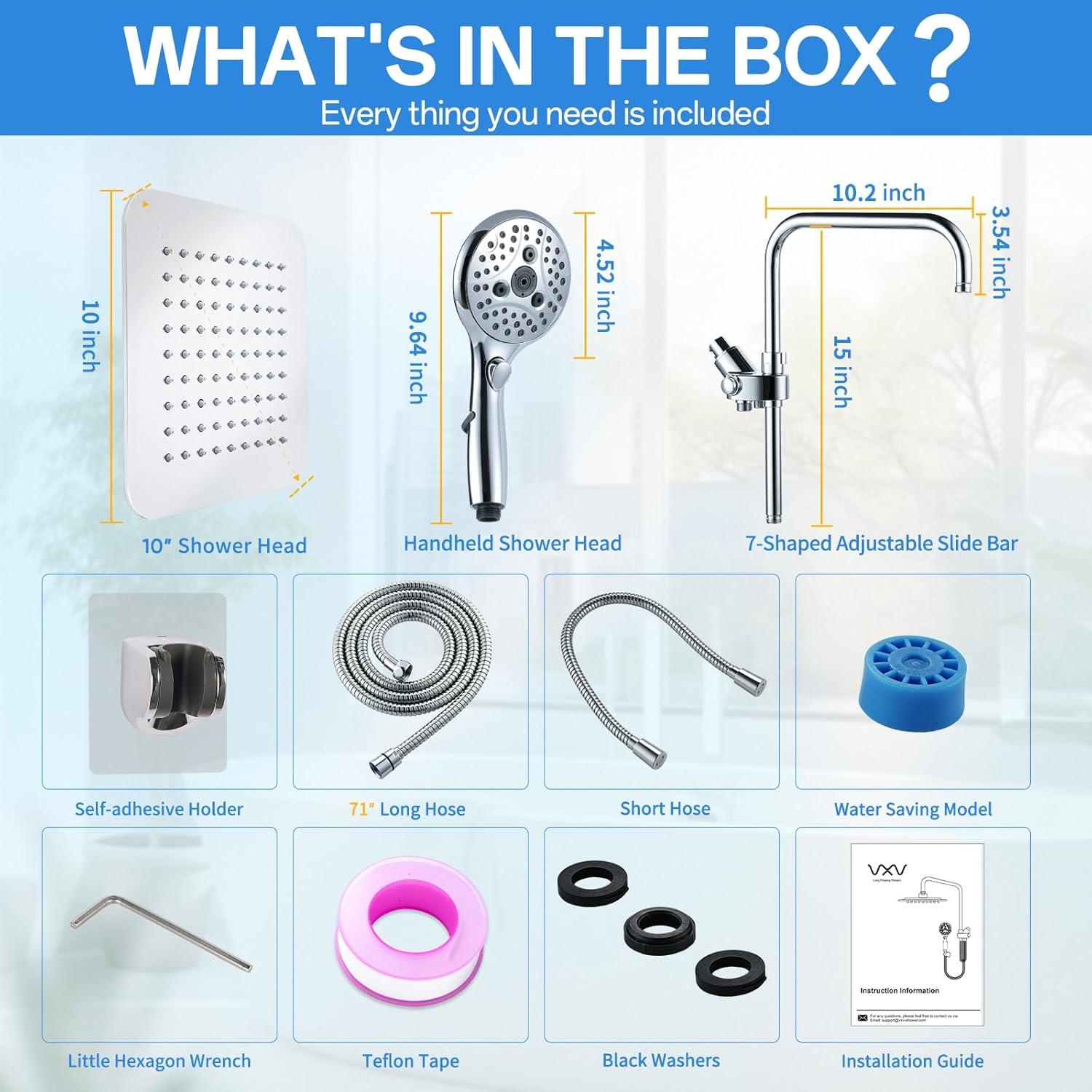 Cabezal de Ducha de Lluvia VXV 10" (25.4 cm) Doble Ajustable