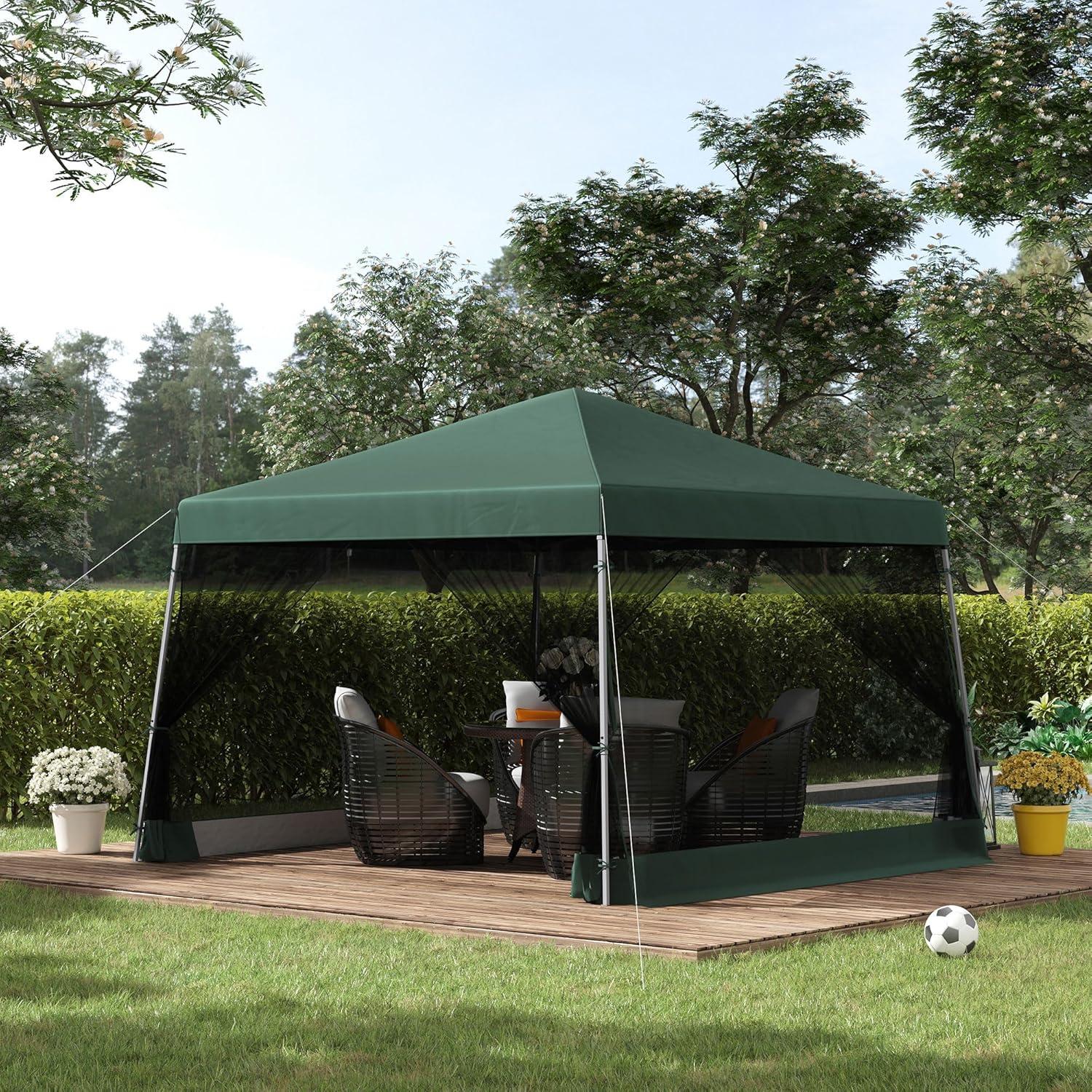 Tienda Canopy Pop Up Outsunny 3.5x3.5m Verde Ajustable