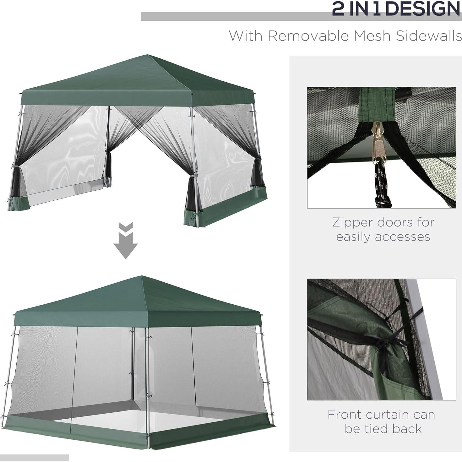 Tienda Canopy Pop Up Outsunny 3.5x3.5m Verde Ajustable