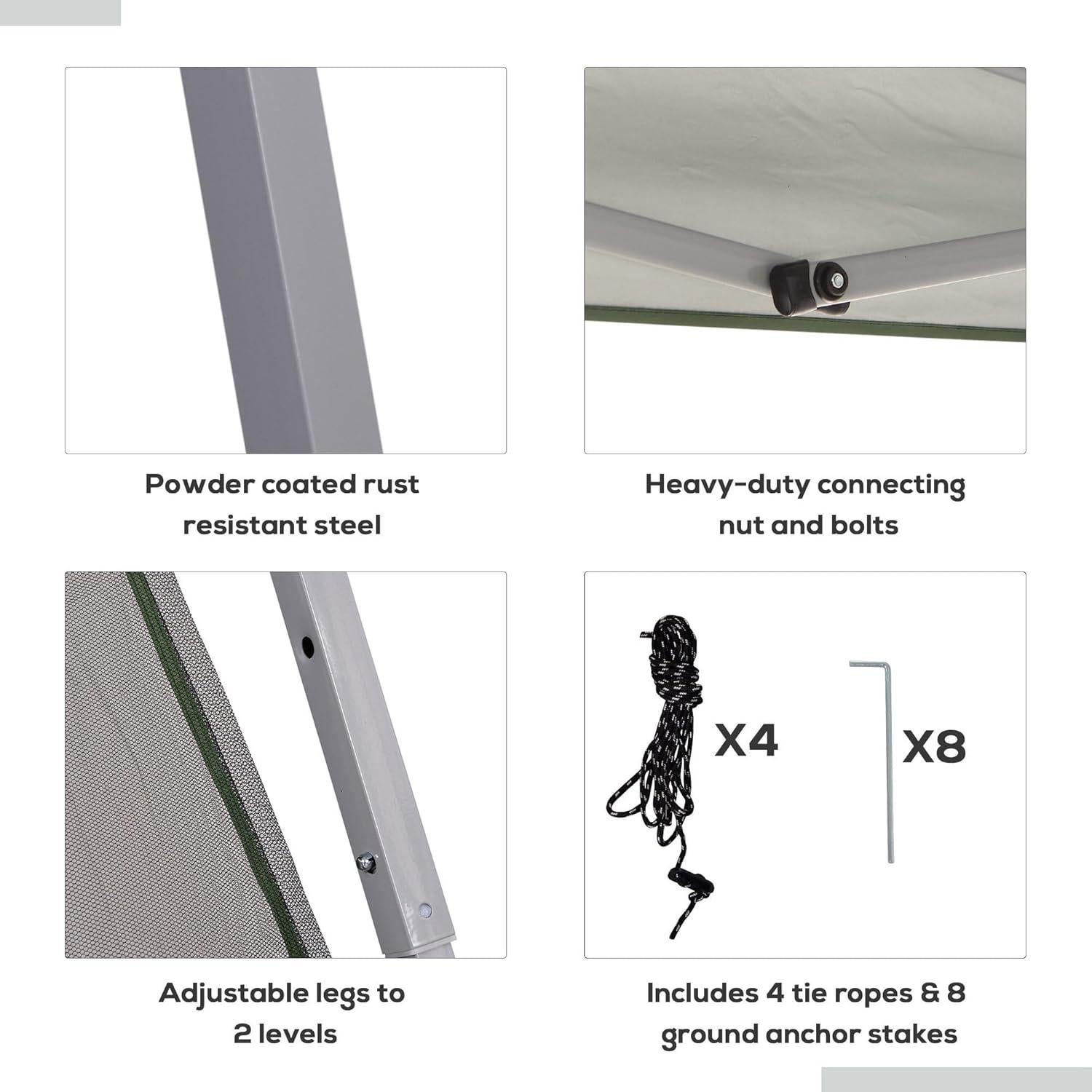 Tienda Canopy Pop Up Outsunny 3.5x3.5m Verde Ajustable