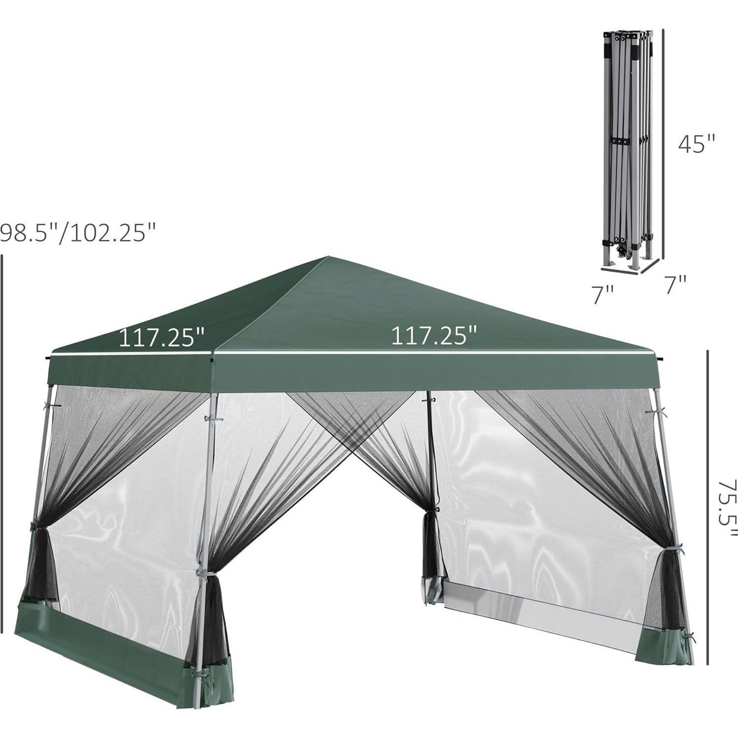 Tienda Canopy Pop Up Outsunny 3.5x3.5m Verde Ajustable