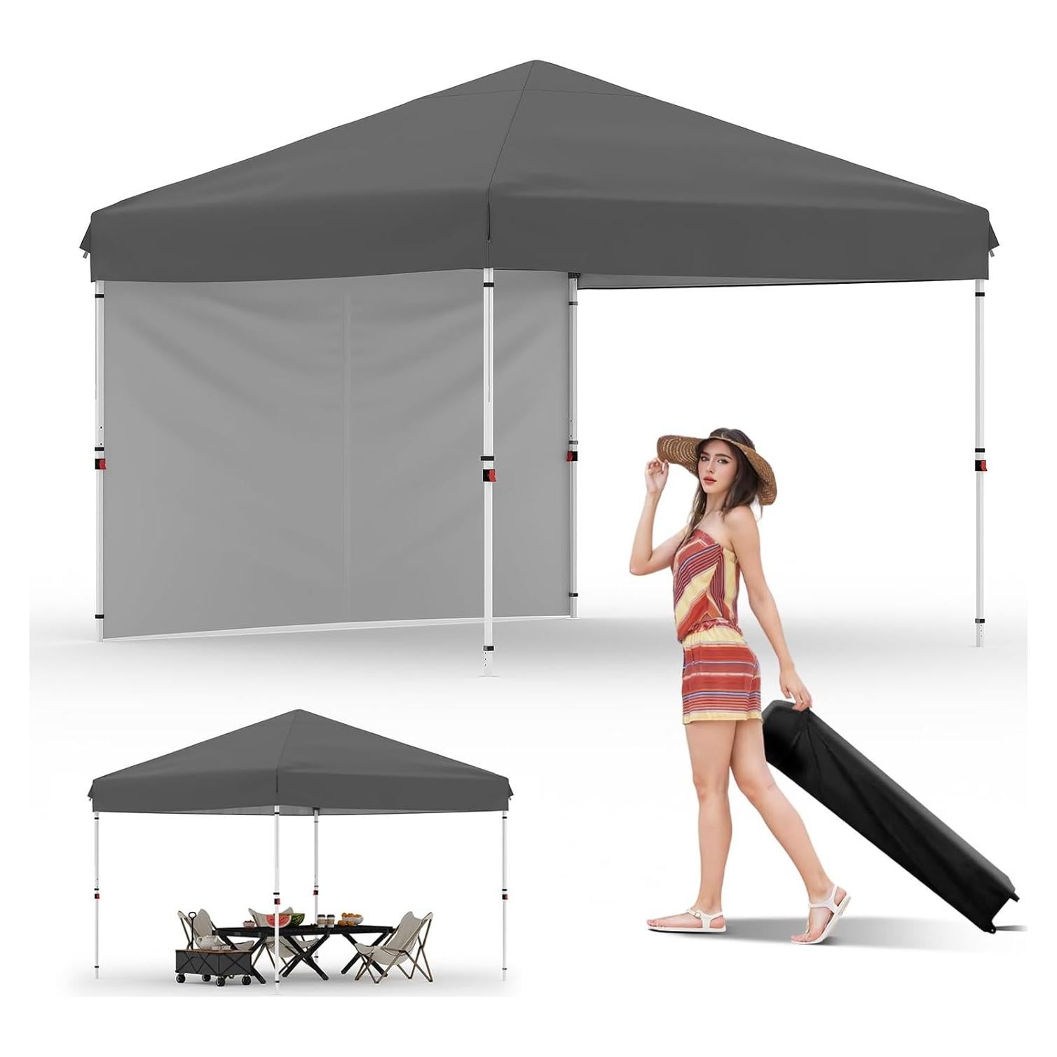 Carpa Plegable 3x3m Garvee Gris Resistente al Agua y UV