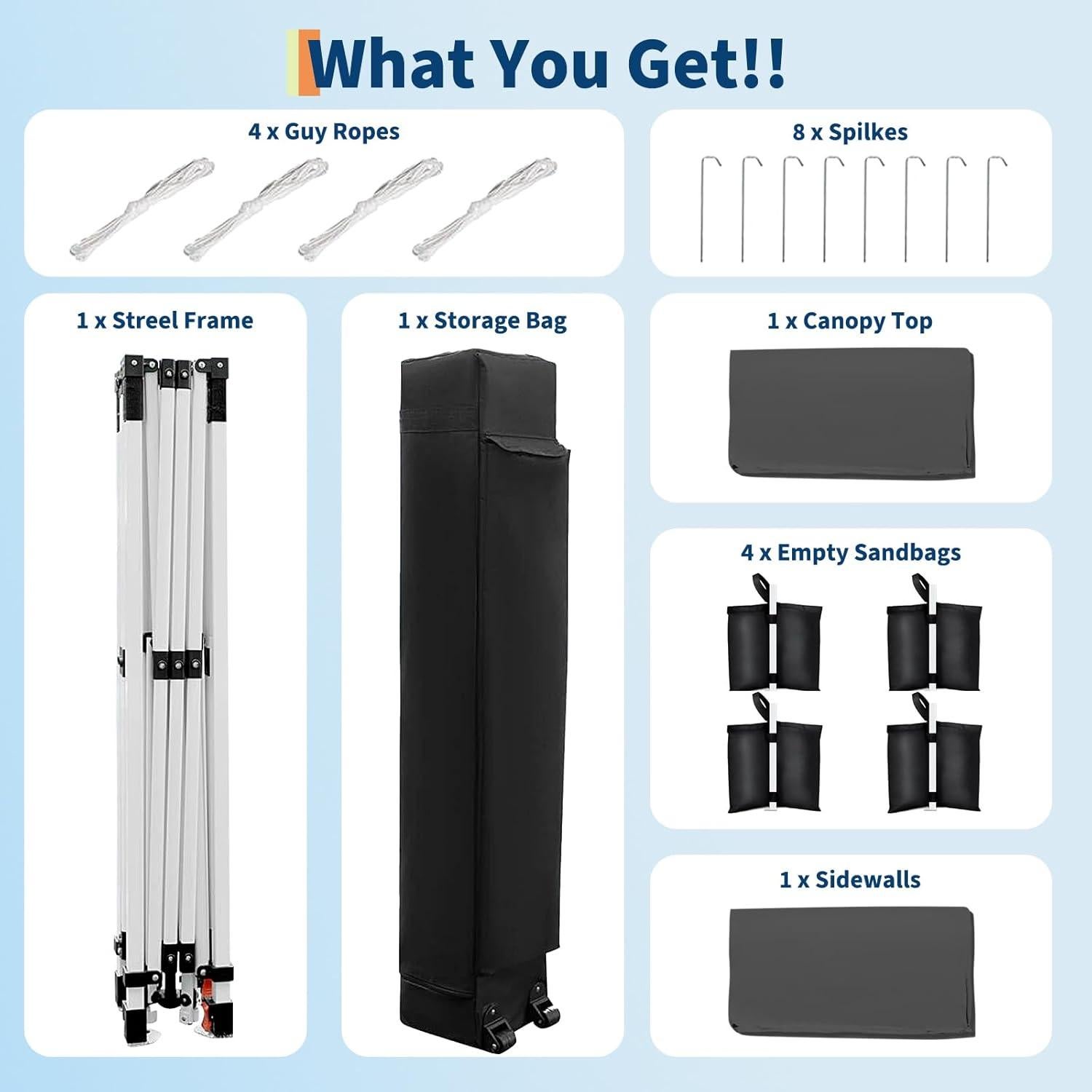 Carpa Plegable 3x3m Garvee Gris Resistente al Agua y UV