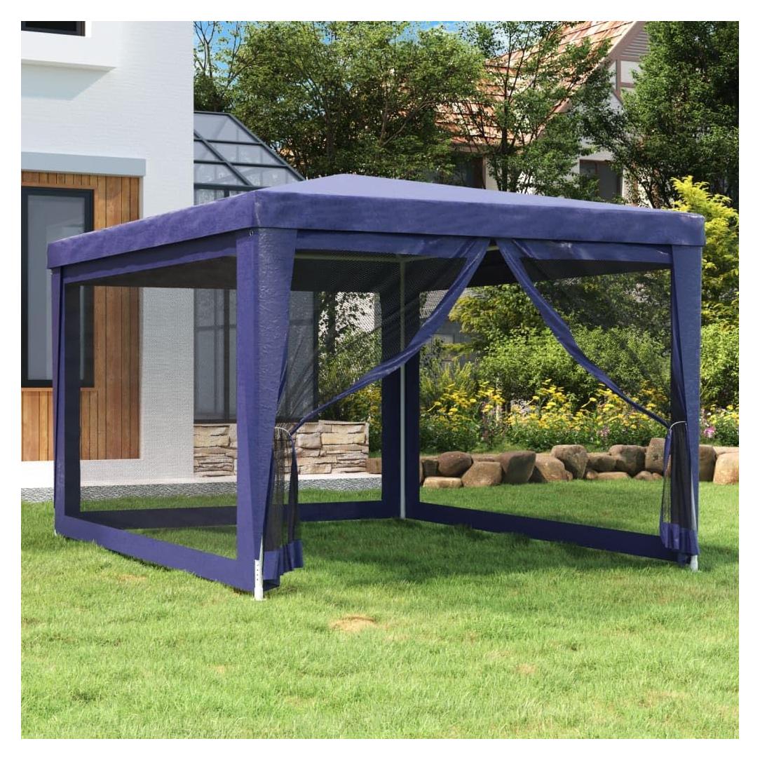 Party Tent with 4 Mesh Sidewalls Blue 9.8'x13.1' HDPE,Heavy Duty Party Tent with Water Resistant Roof and Mesh Sidewalls for Outdoor Events Patio Furniture