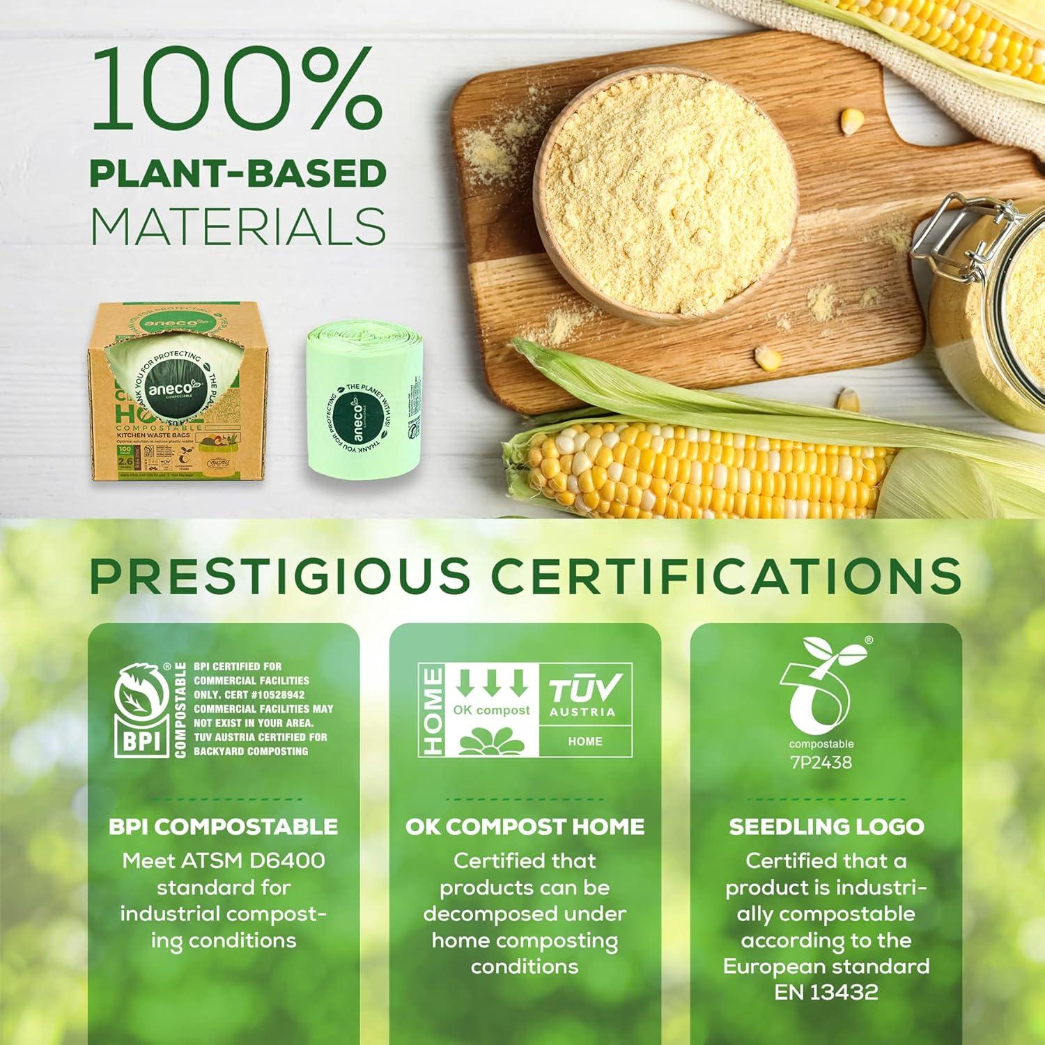 Bolsas Compostables ANECO 2.6 Galones Extra Gruesas 100 Unidades