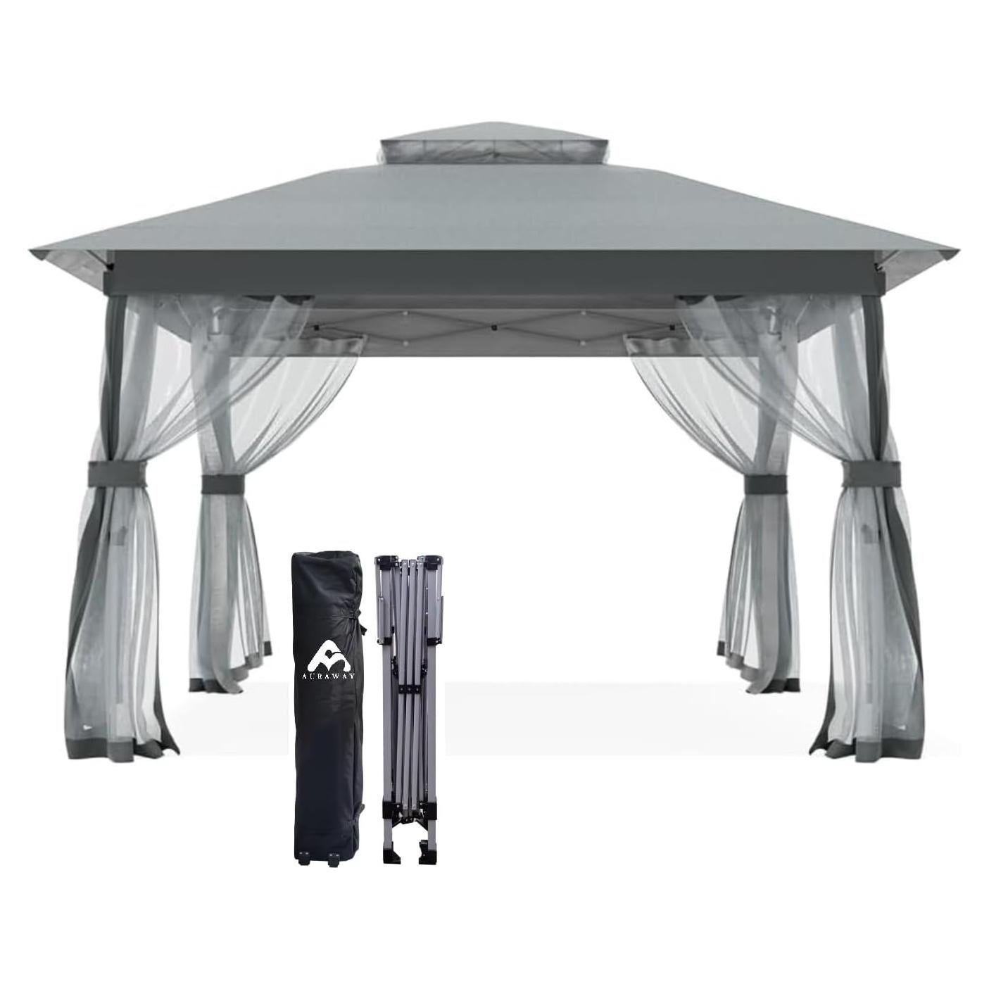 Gazebo AURAWAY 3.96x3.96m Impermeable con Malla Insectos