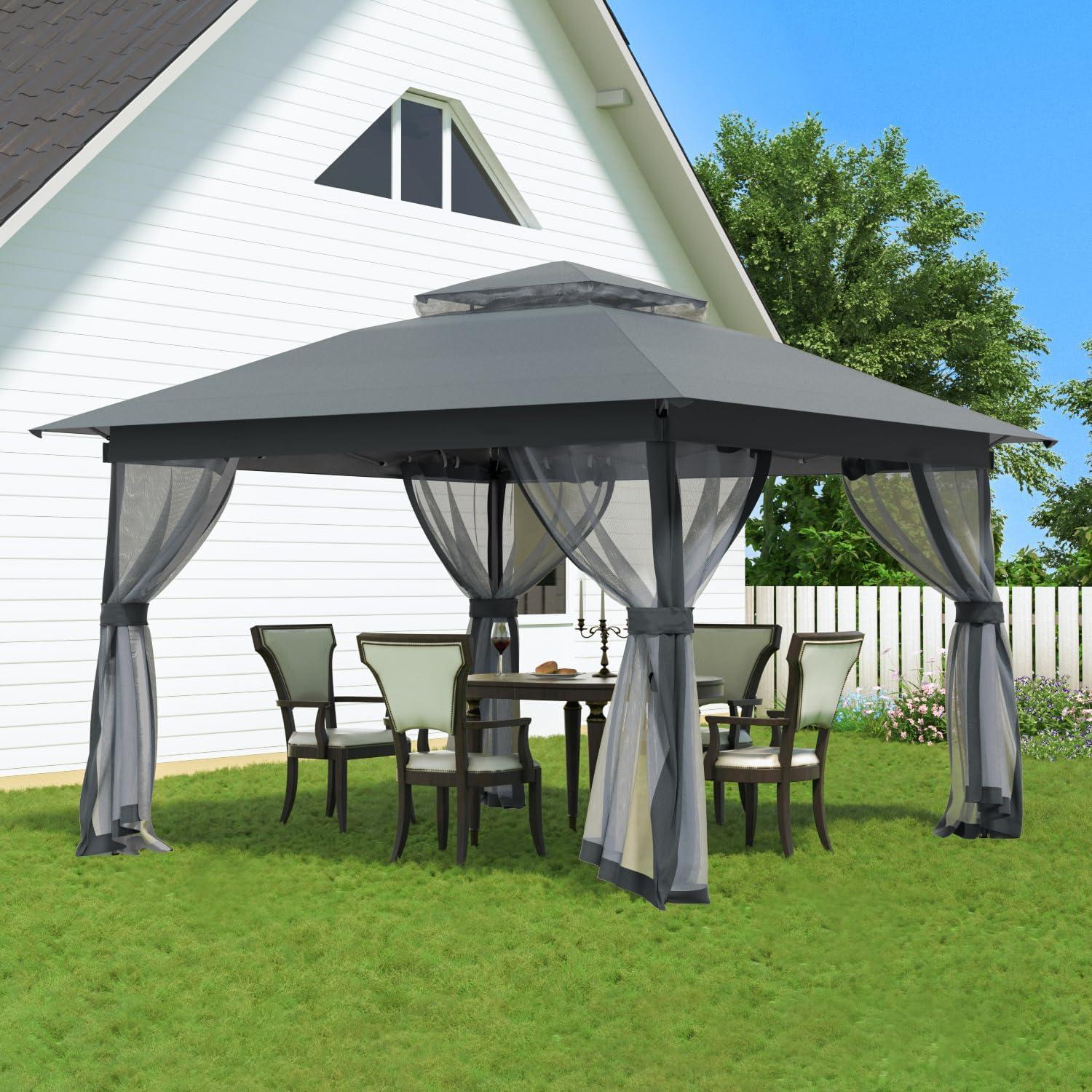 Gazebo AURAWAY 3.96x3.96m Impermeable con Malla Insectos